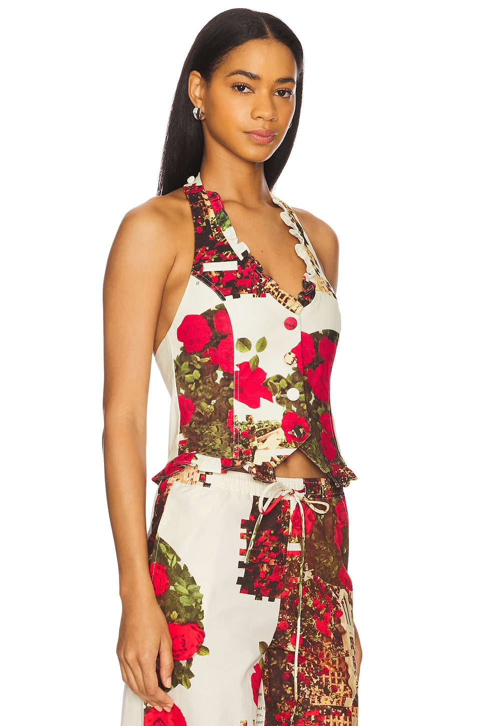 House Of Sunny Rose Garden Waistcoat In Multi