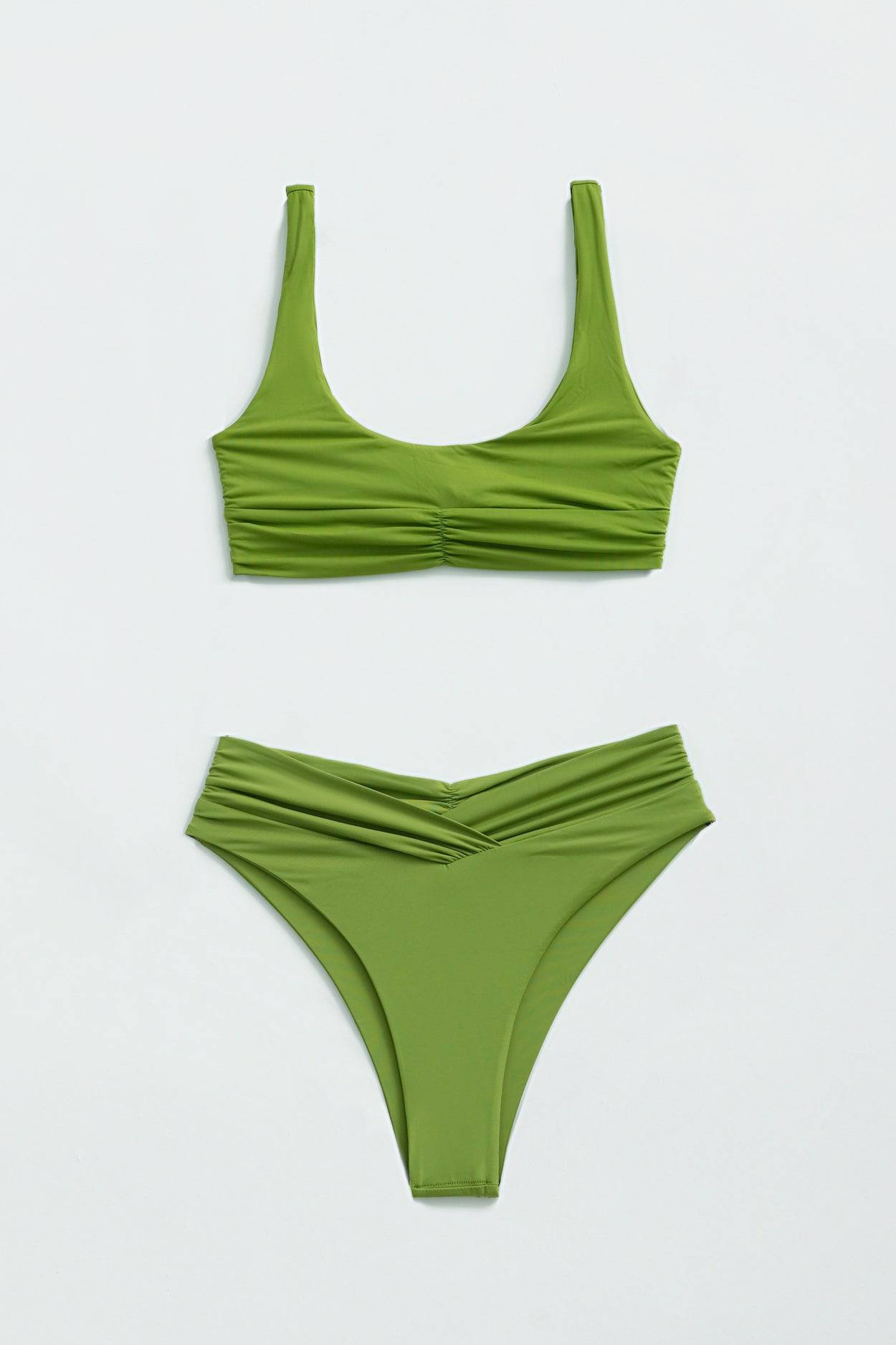 RIOT SWIM Pico high waist bottoms in matcha green, featuring a sleek, fitted design perfect for stylish swimwear.