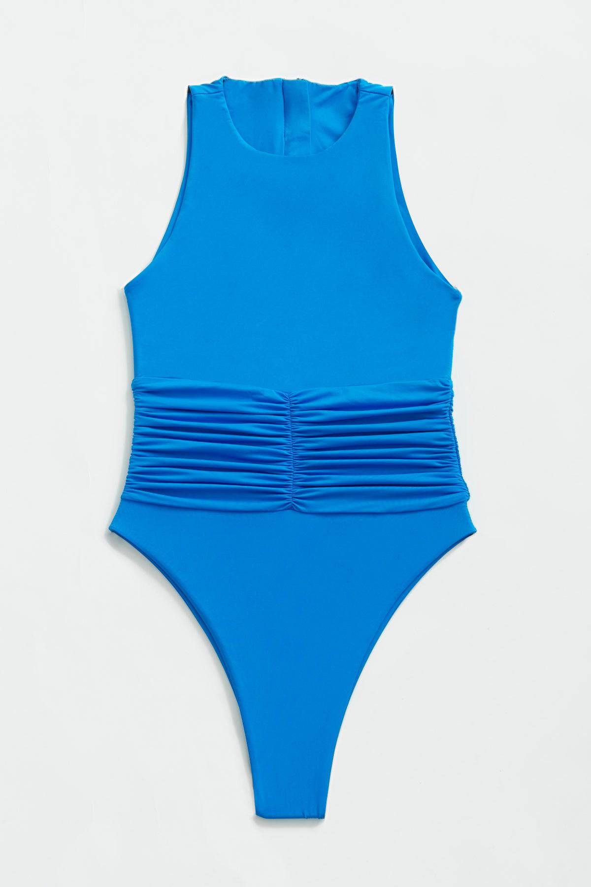 RIOT SWIM Jace One Piece Moderate swimsuit in Ocean Water, featuring a sleek design and vibrant blue color.