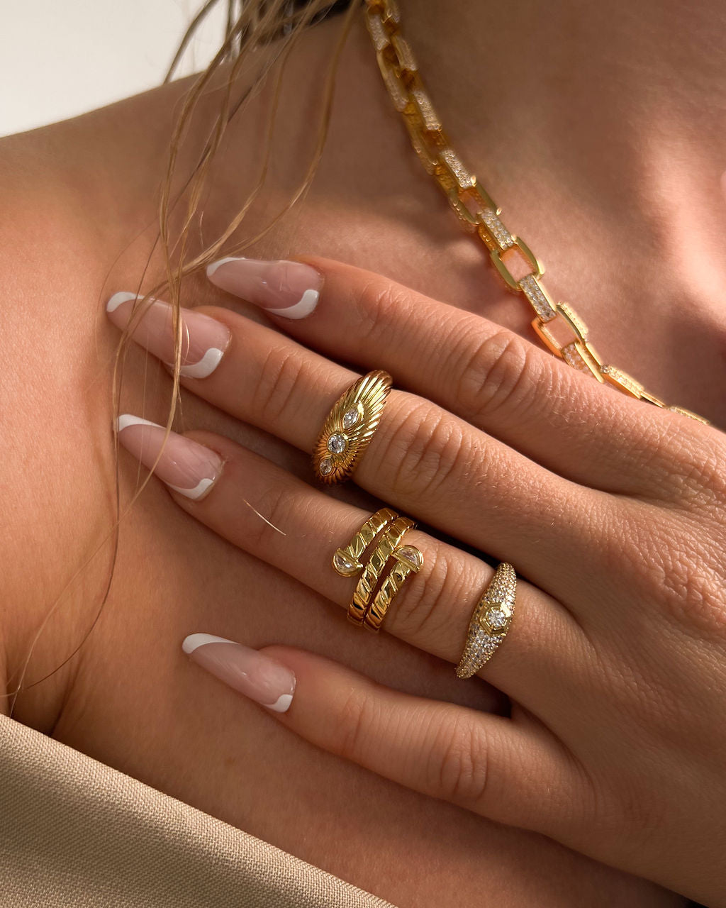 Snake Chain Wrap Ring- Gold