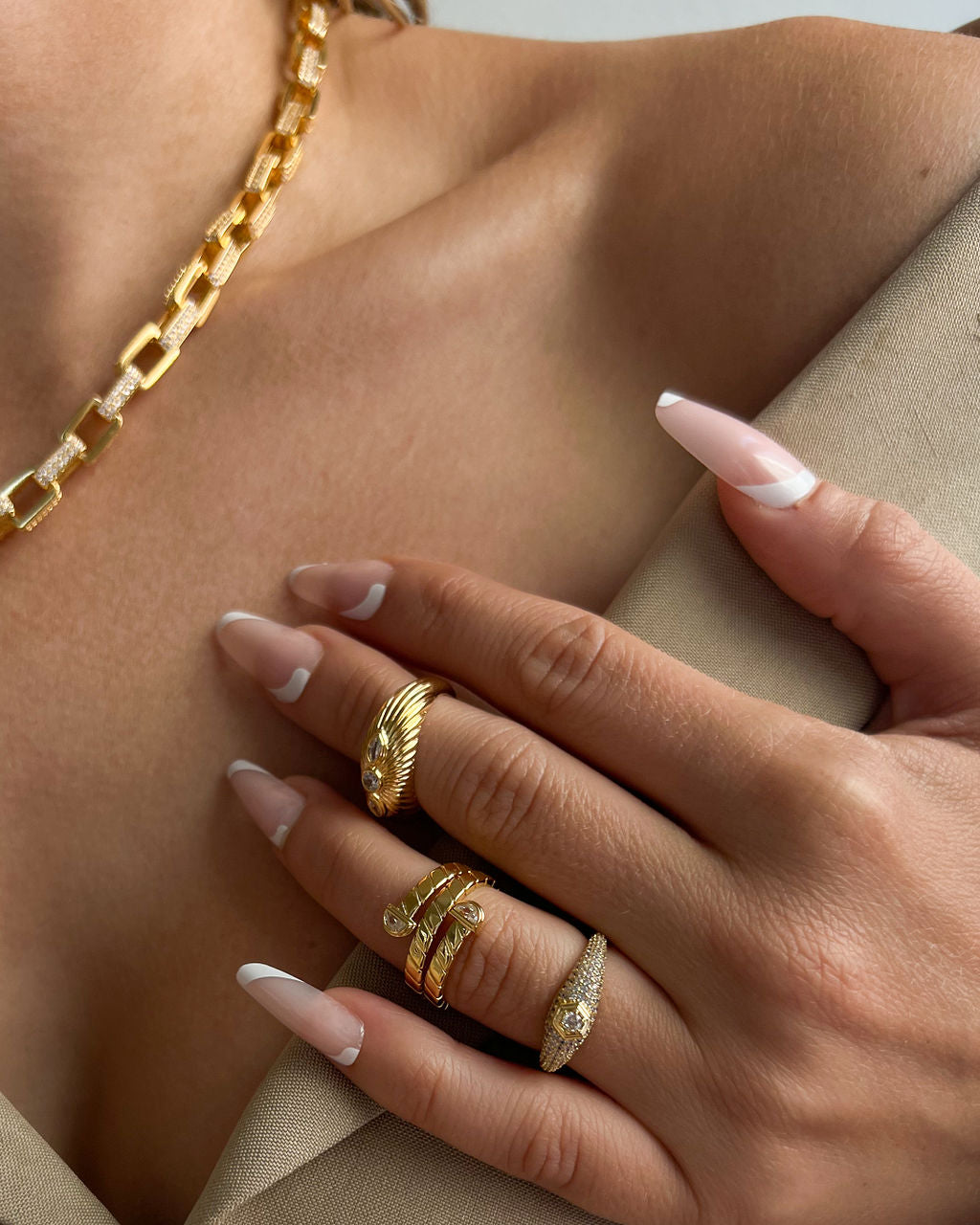 Snake Chain Wrap Ring- Gold