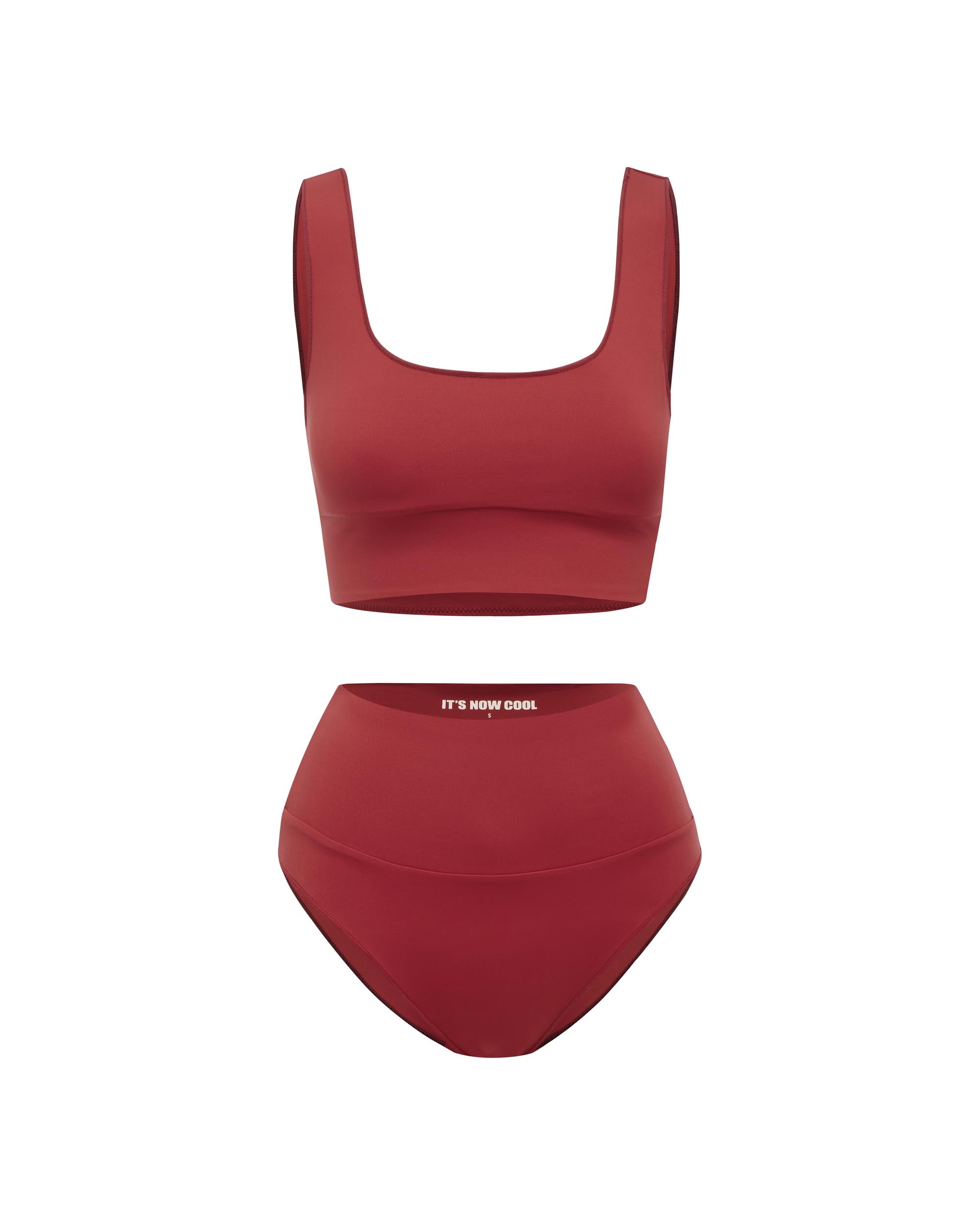 Studio image of the front of the Contour Crop Top - Chilli Red.