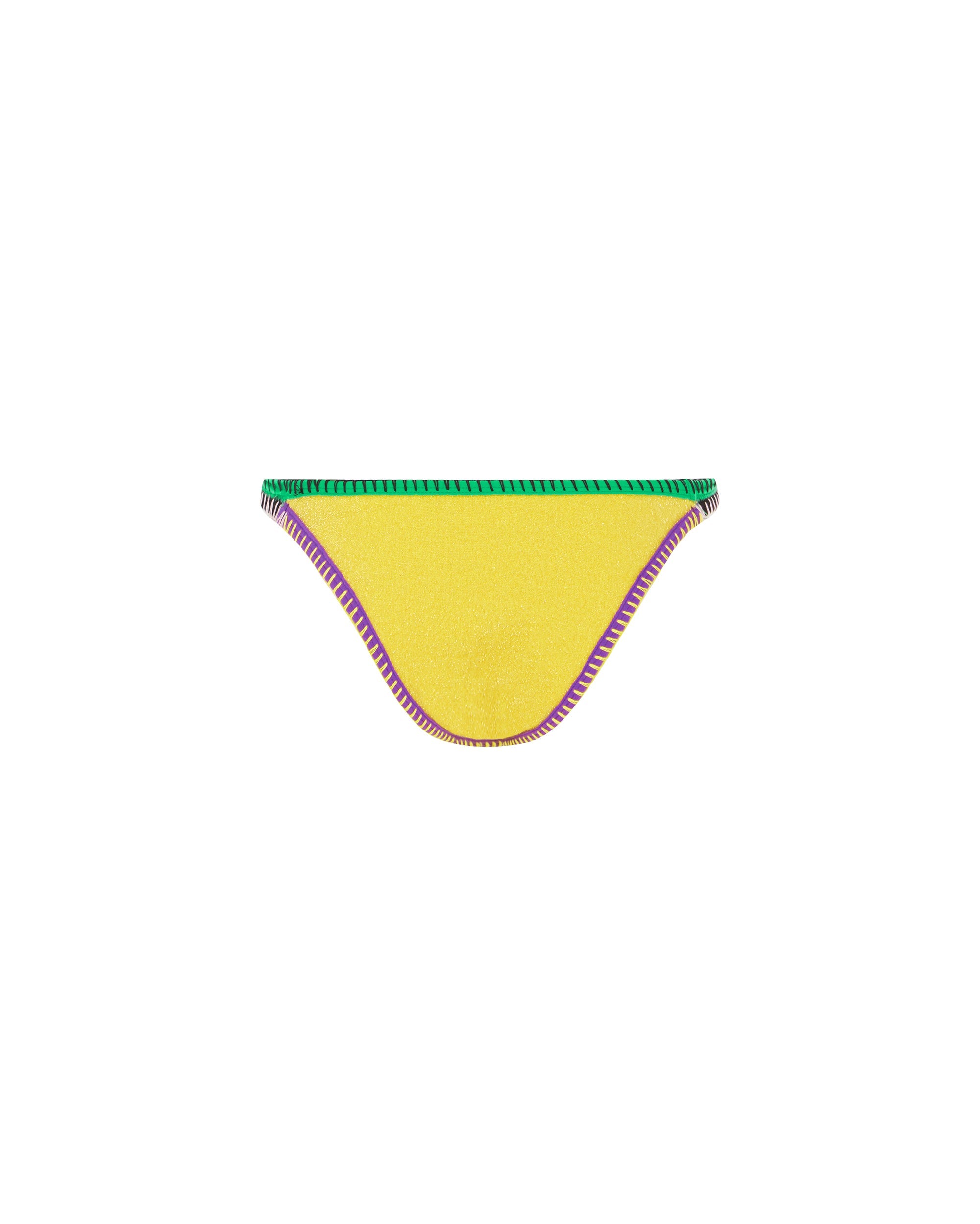 Studio image of the back of the Diy String Pant in Canary, featuring its sunny yellow color and cheeky bottom coverage. 