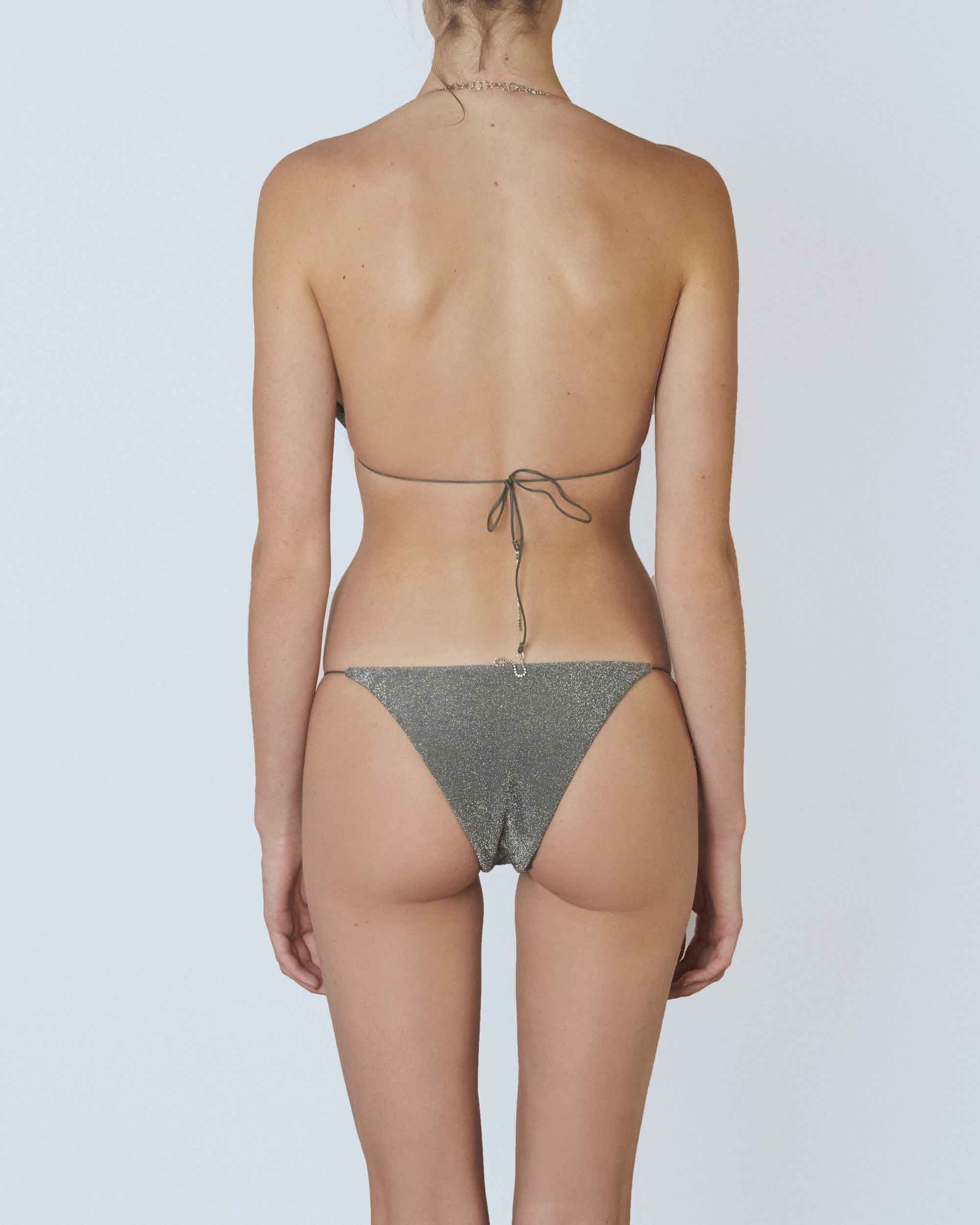 On body shot of the back of the String Pant in Titanium.