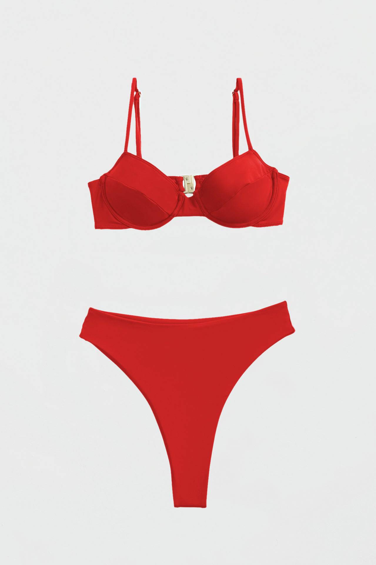 Riot Swim Jax Top in vibrant fire red, a stylish bikini top with adjustable straps and trendy design.