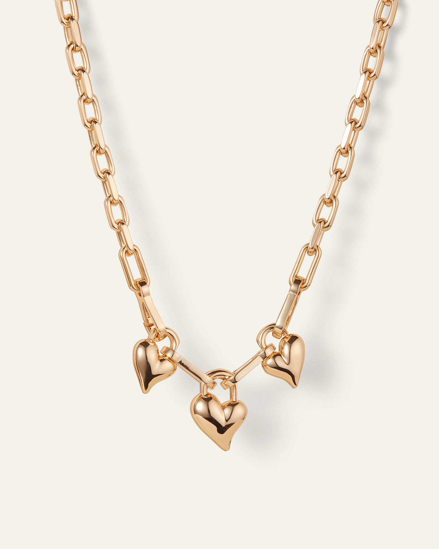 JENNY BIRD Padlock Triple Heart Pendant Necklace Gold Pendant Necklace For Women