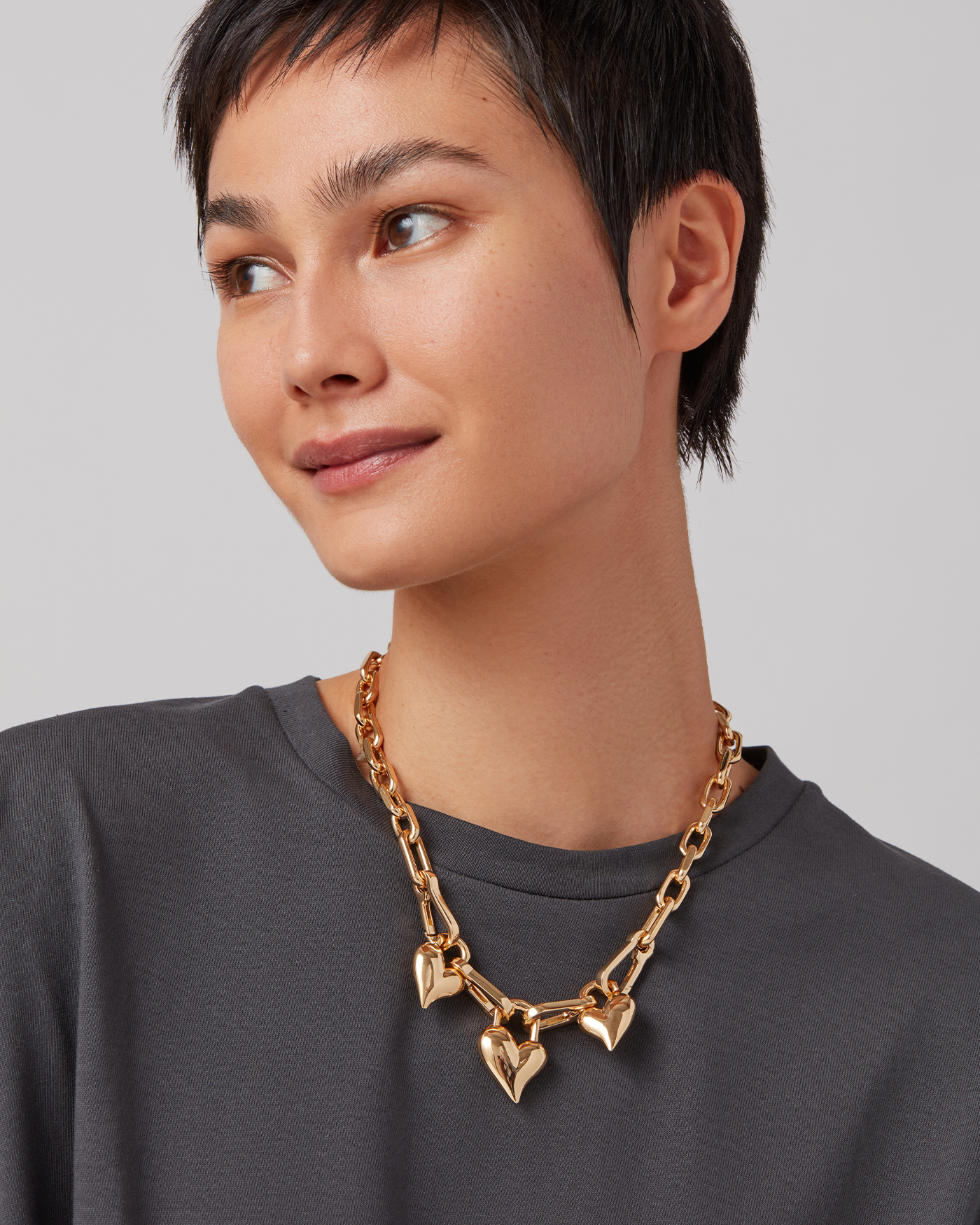 JENNY BIRD Padlock Triple Heart Pendant Necklace Gold Pendant Necklace For Women