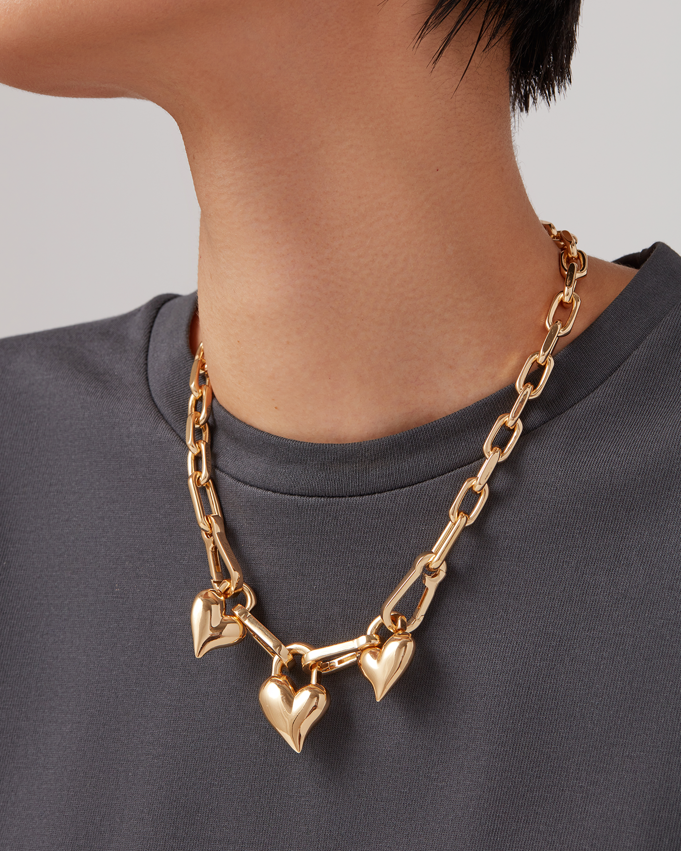 JENNY BIRD Padlock Triple Heart Pendant Necklace Gold Pendant Necklace For Women
