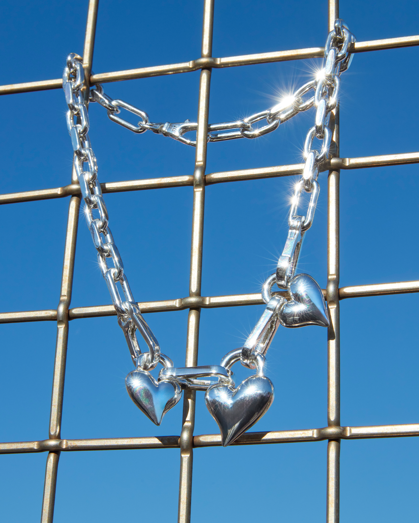 JENNY BIRD Padlock Triple Heart Pendant Necklace Silver Pendant Necklace For Women