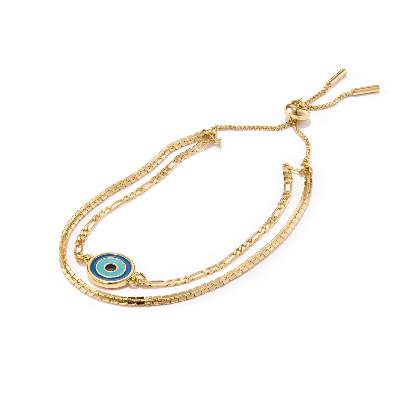 Evil Eye Bracelet in Gold on White Background