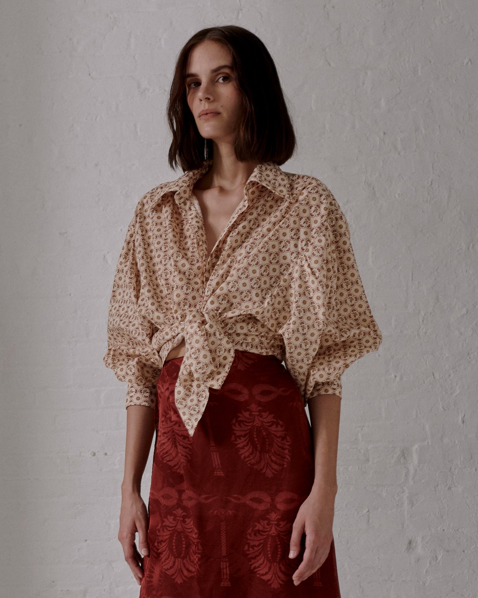 Barnes Cotton Bio Shirt / Beige May Flower