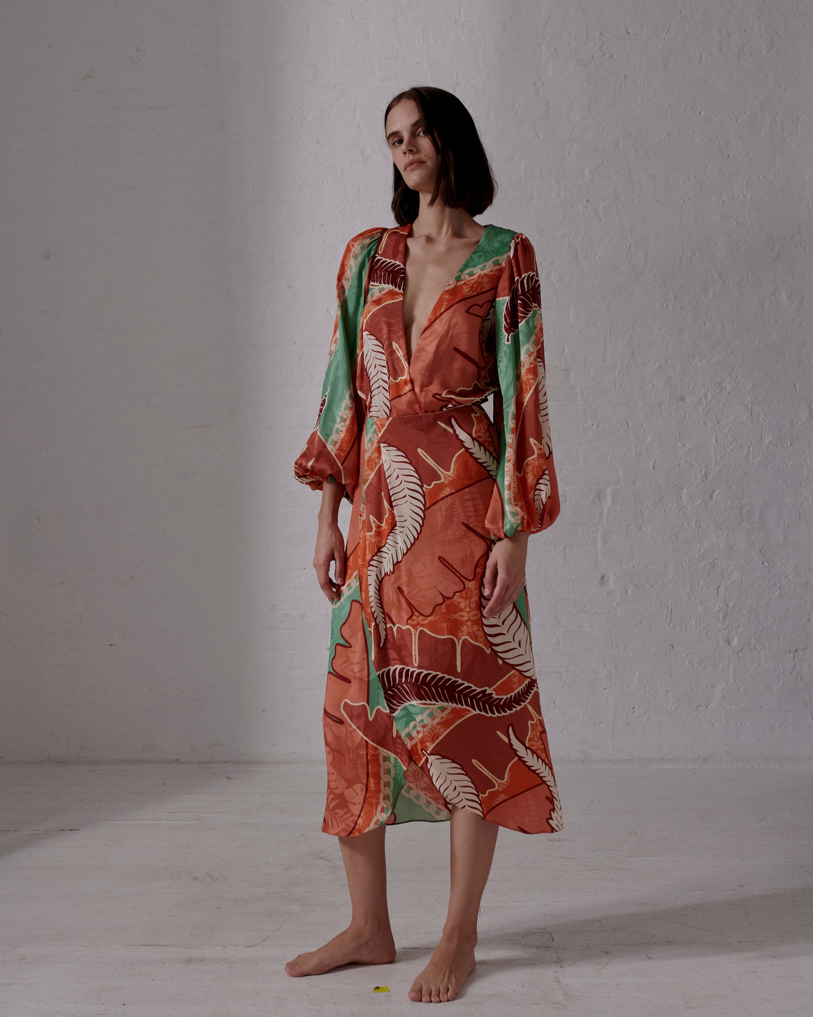 Amaime Jacquard Midi Skirt / Coral