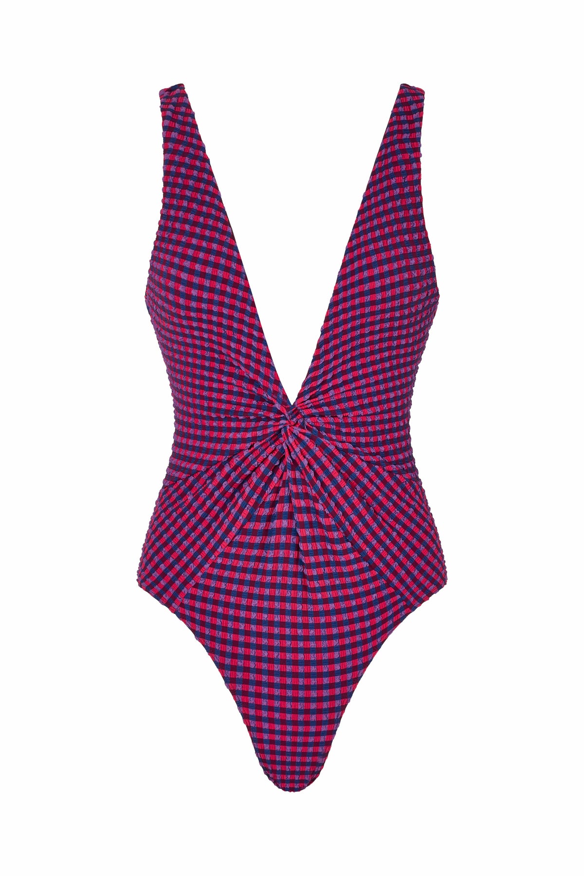 The Olivia One Piece in Fig Plaid
