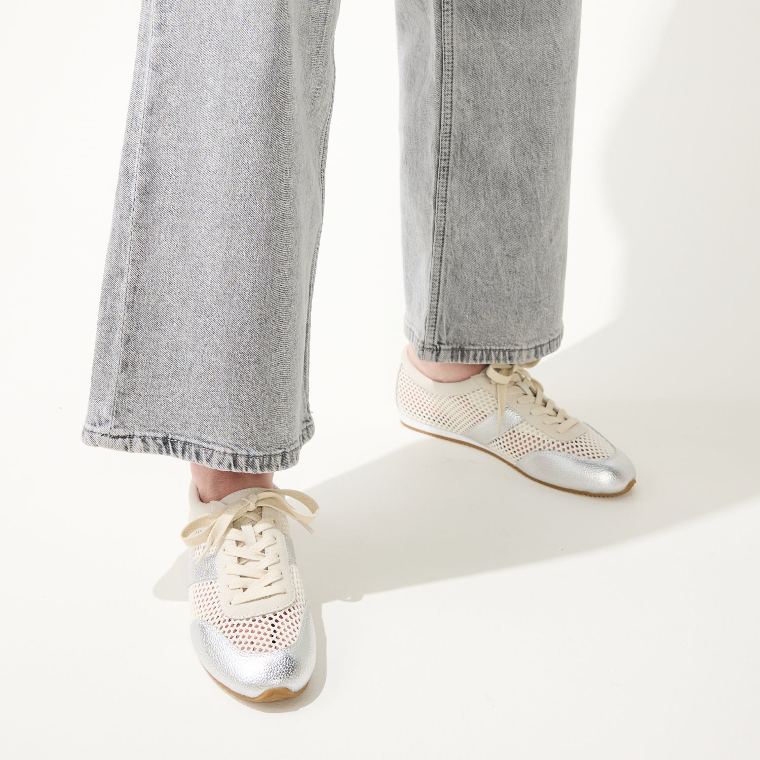 KIAH IN CREAM MESH/SILVER METALLIC - Yosi Samra  -