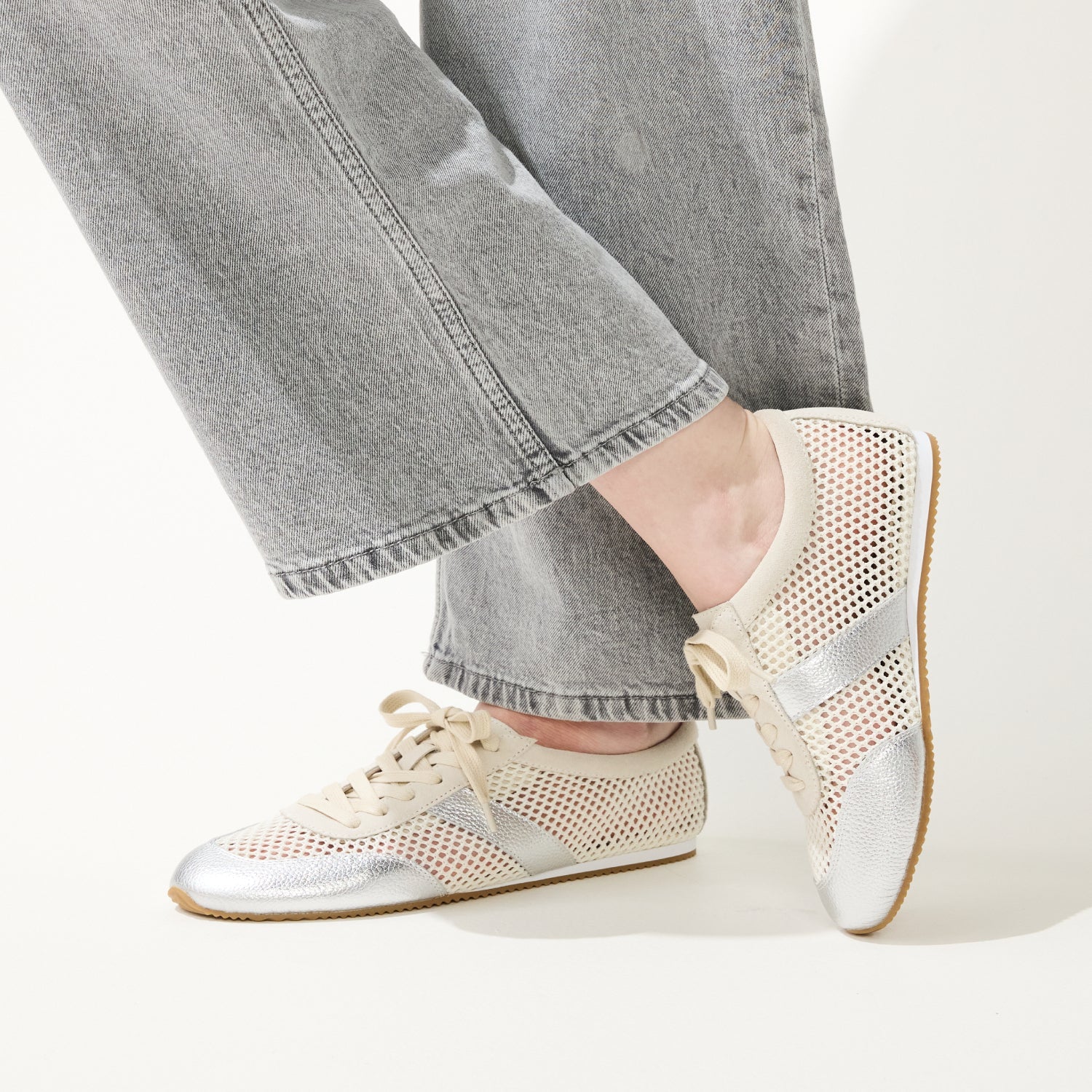 KIAH IN CREAM MESH/SILVER METALLIC - Yosi Samra  -
