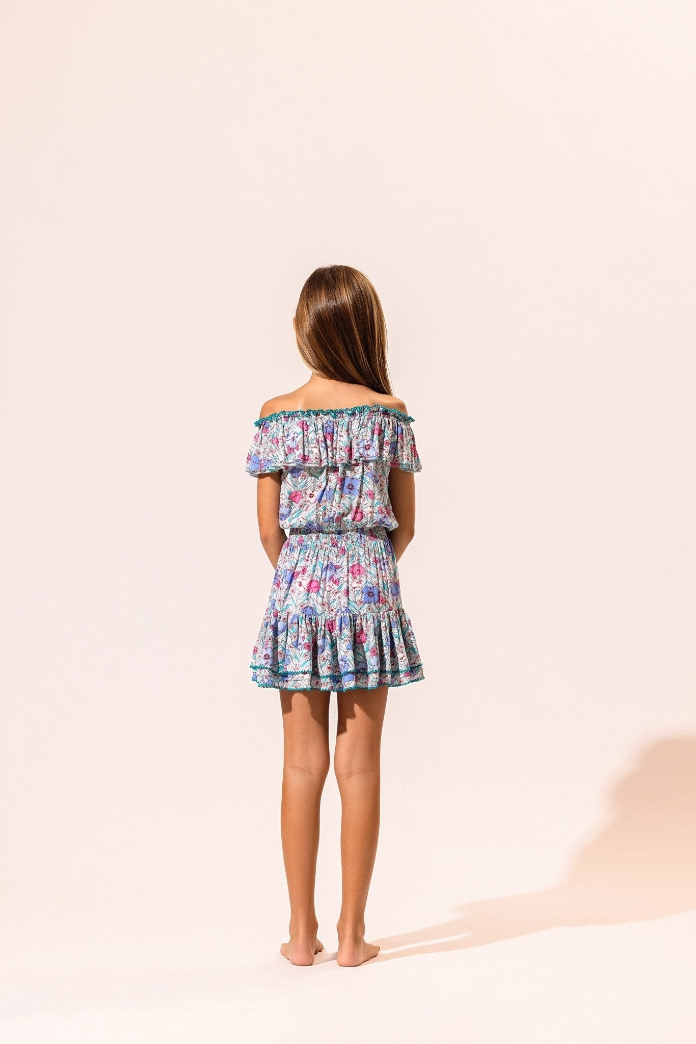 Kids Mini Dress Bella - Aqua Petunia - Poupette St Barth