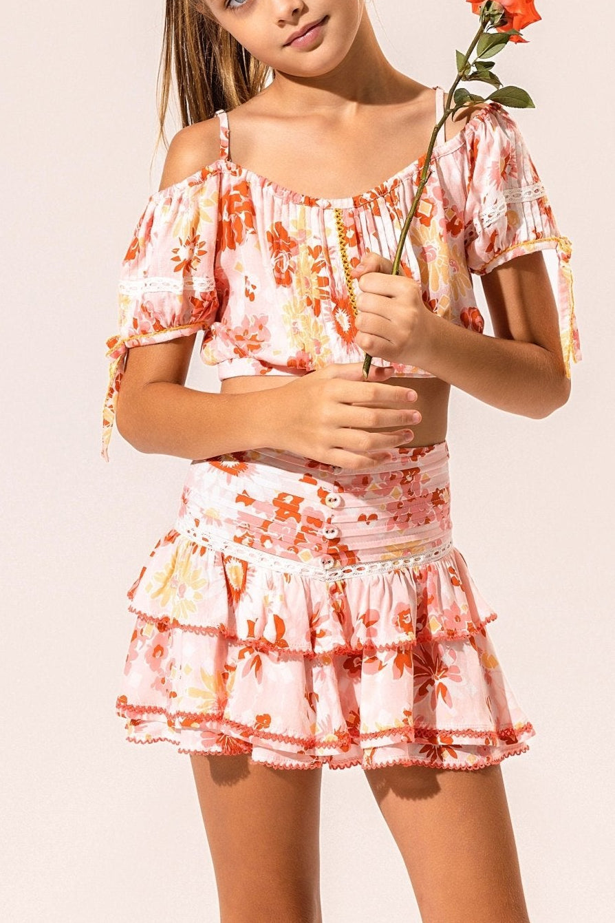 Kids Mini Skirt Alizee - Pink 90'S - Poupette St Barth