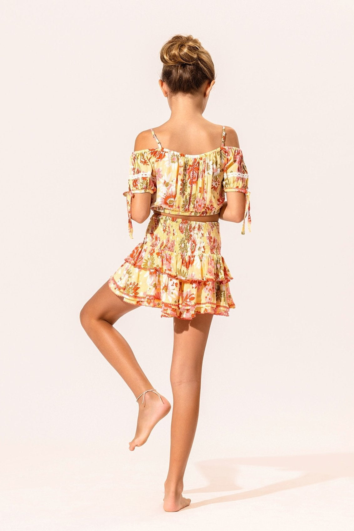Kids Mini Skirt Alizee - Yellow 90'S - Poupette St Barth