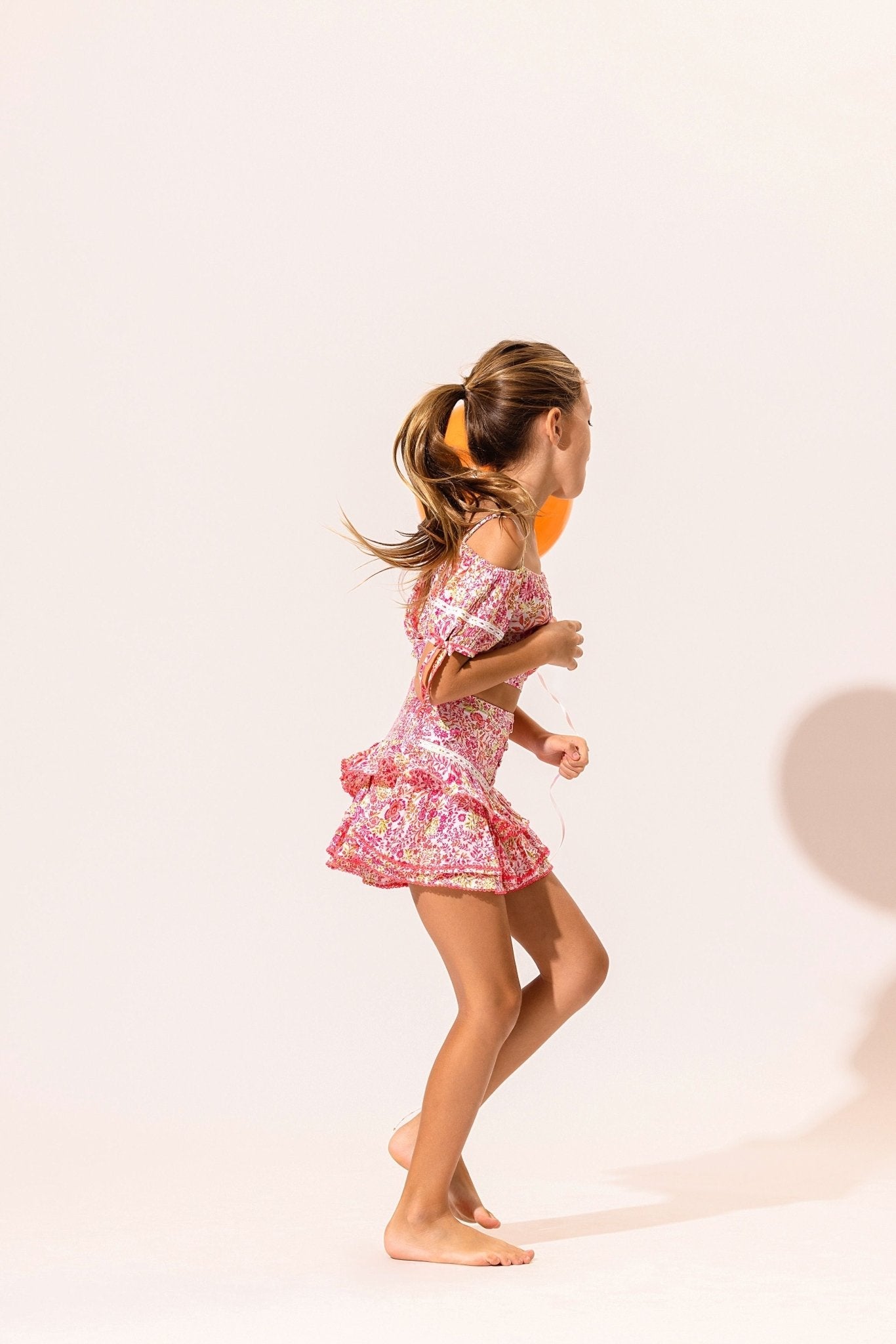 Kids Mini Skirt Alizee - White Pink Nature - Poupette St Barth