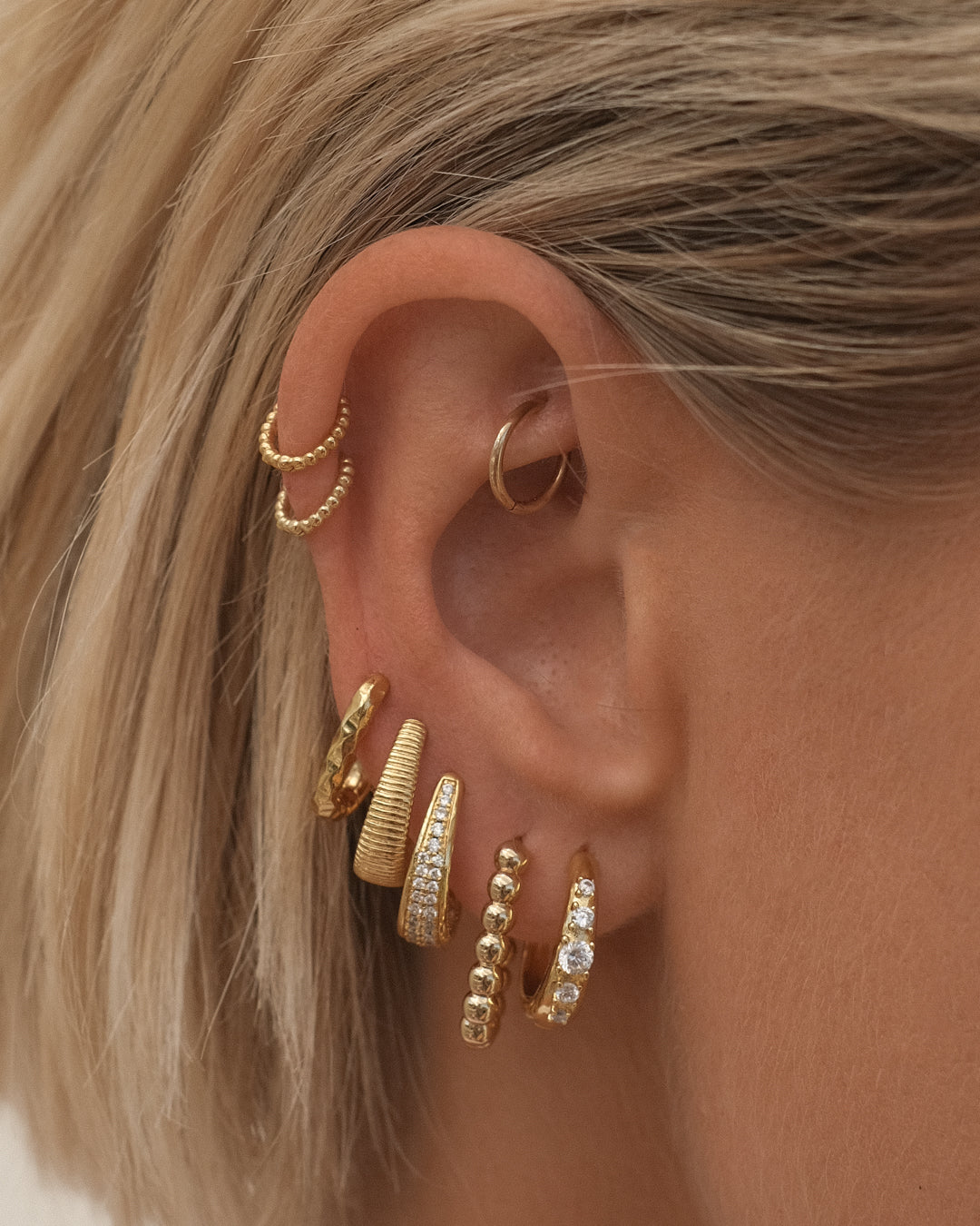 Stone Geneva Hoops- Gold