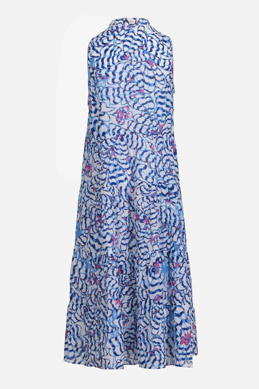 Kids Long Dress Nana - Blue Wings Flower - Poupette St Barth