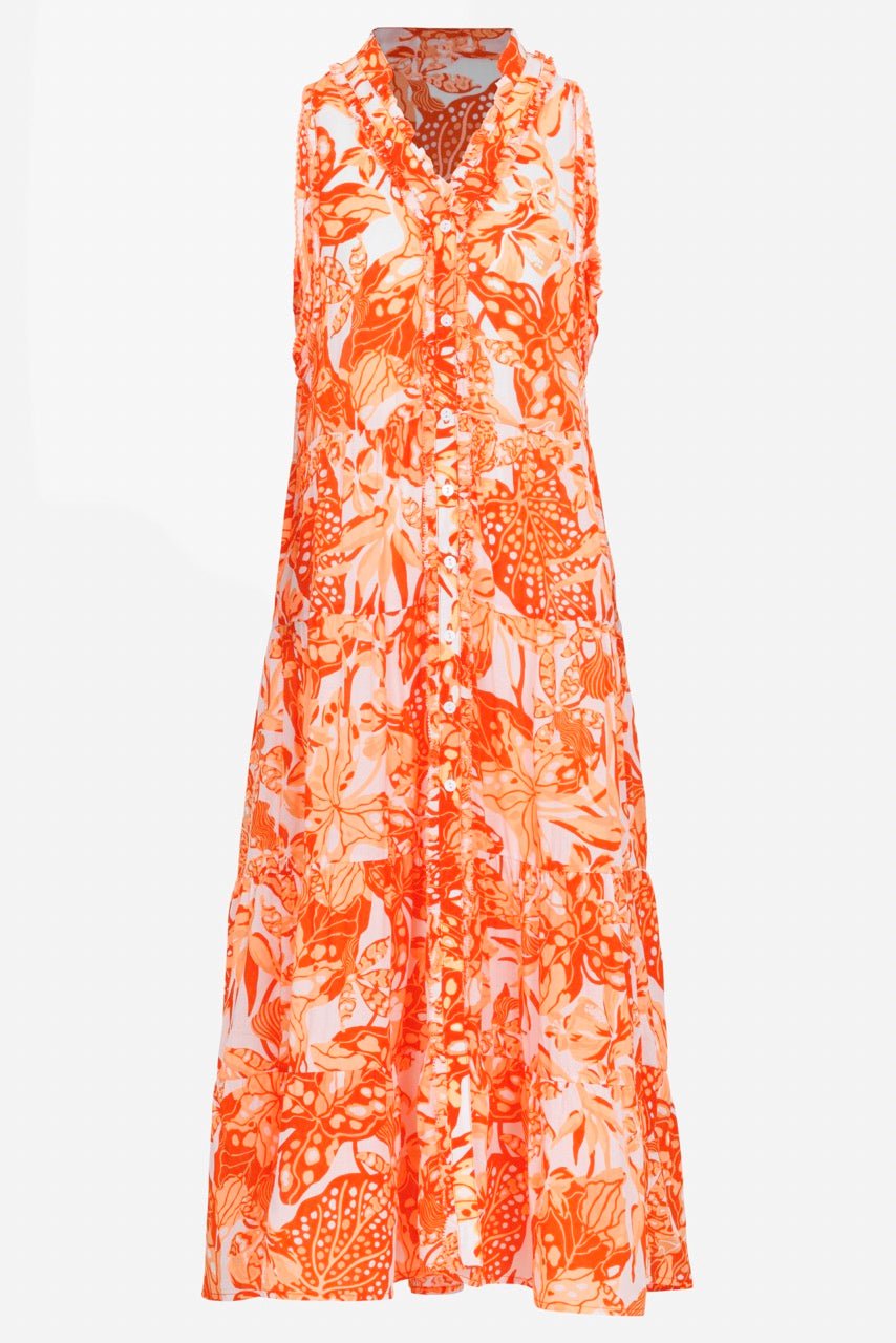Kids Long Dress Nana - Orange Jengel - Poupette St Barth