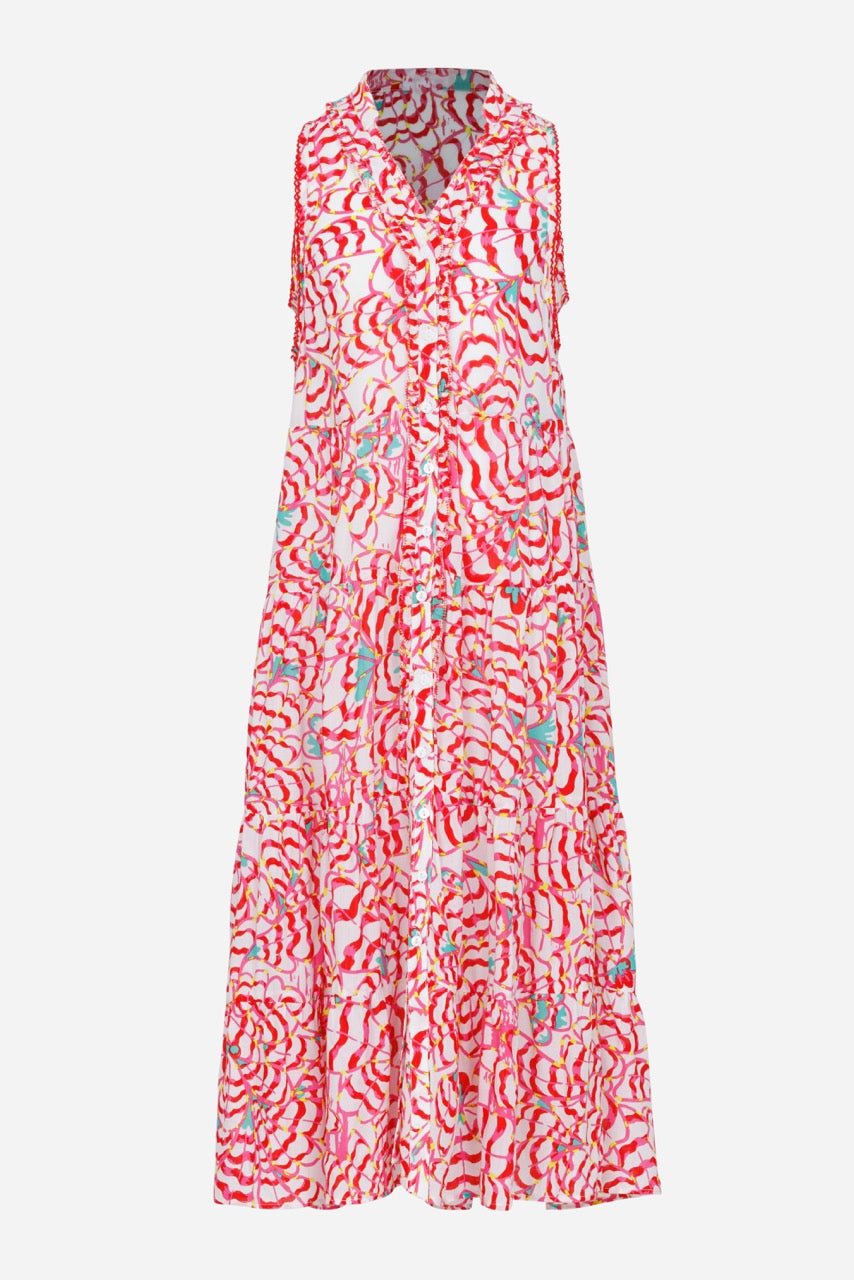 Kids Long Dress Nana - Pink Wings Flower - Poupette St Barth
