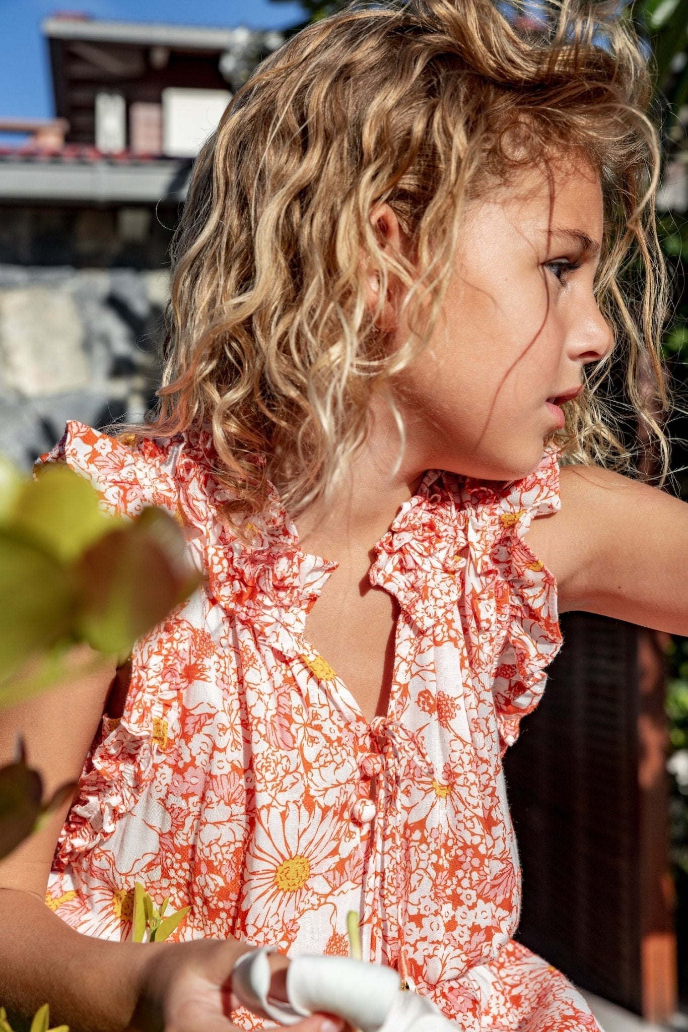 Kids Mini Dress Triny - Orange Mid 70'S Garden - Poupette St Barth