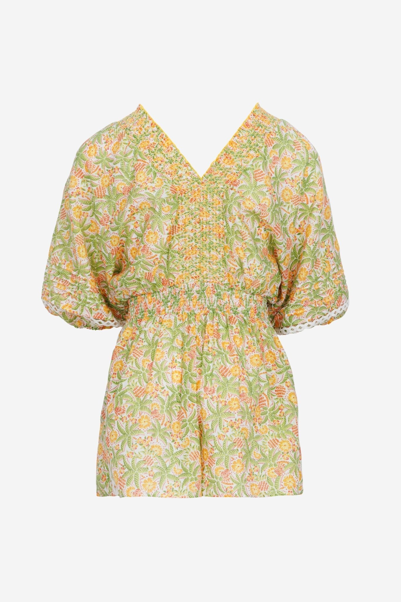Kids Short Jumpsuit Chantal - Yellow Honolulu - Poupette St Barth