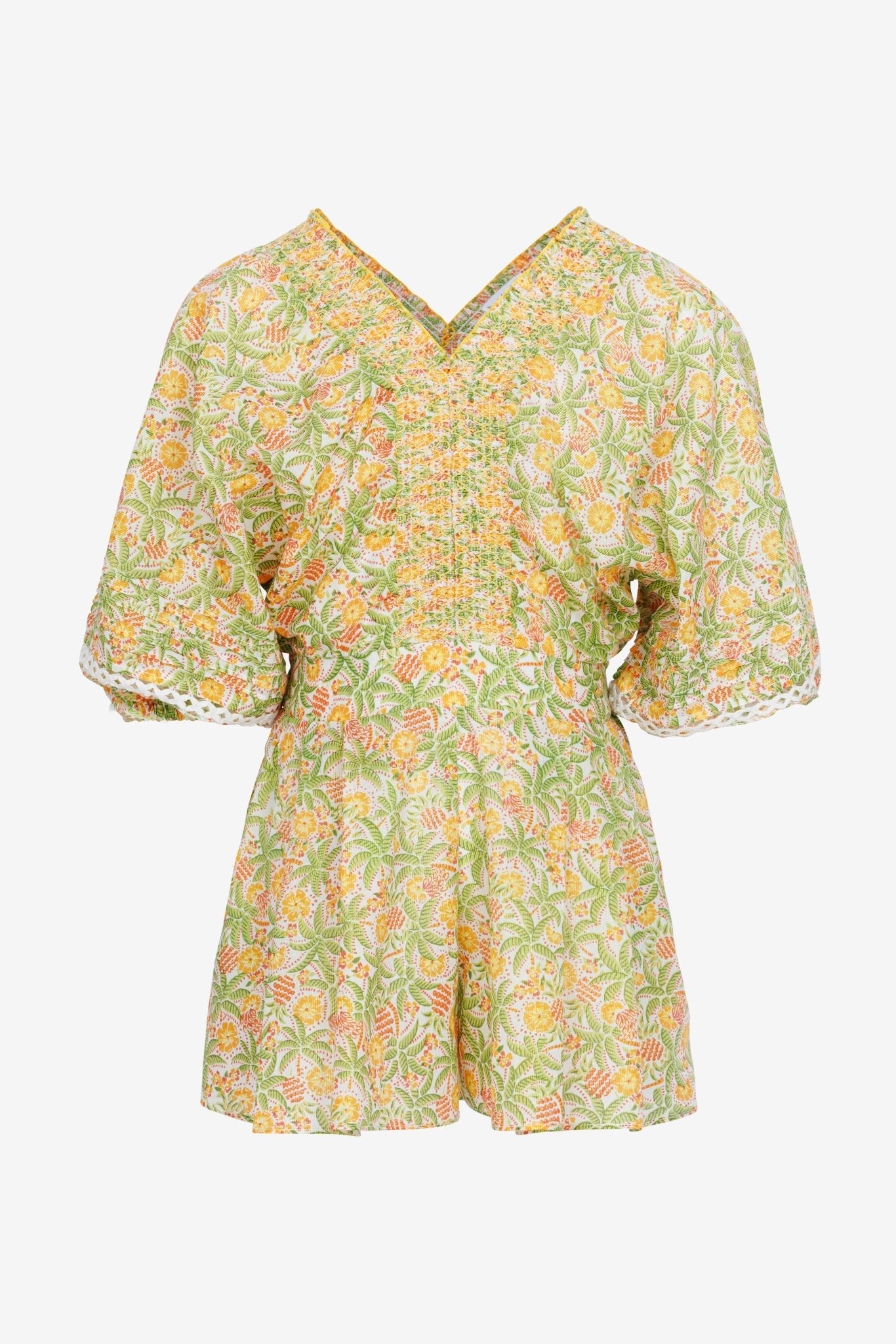Kids Short Jumpsuit Chantal - Yellow Honolulu - Poupette St Barth
