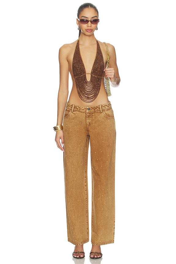 Revolve Denim Rhinestone Festival Pants