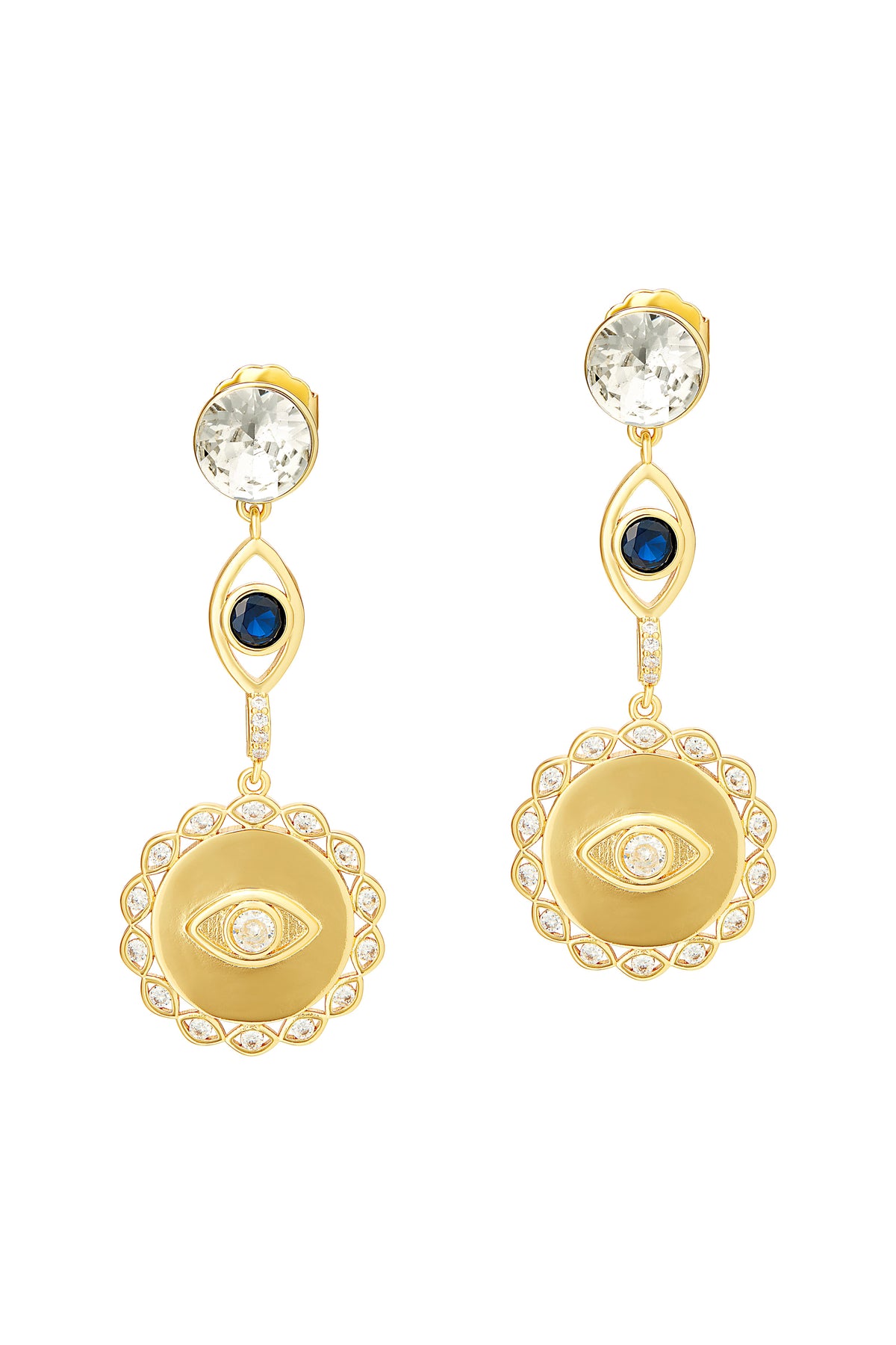 Lapis Gem Deco Stud Earrings