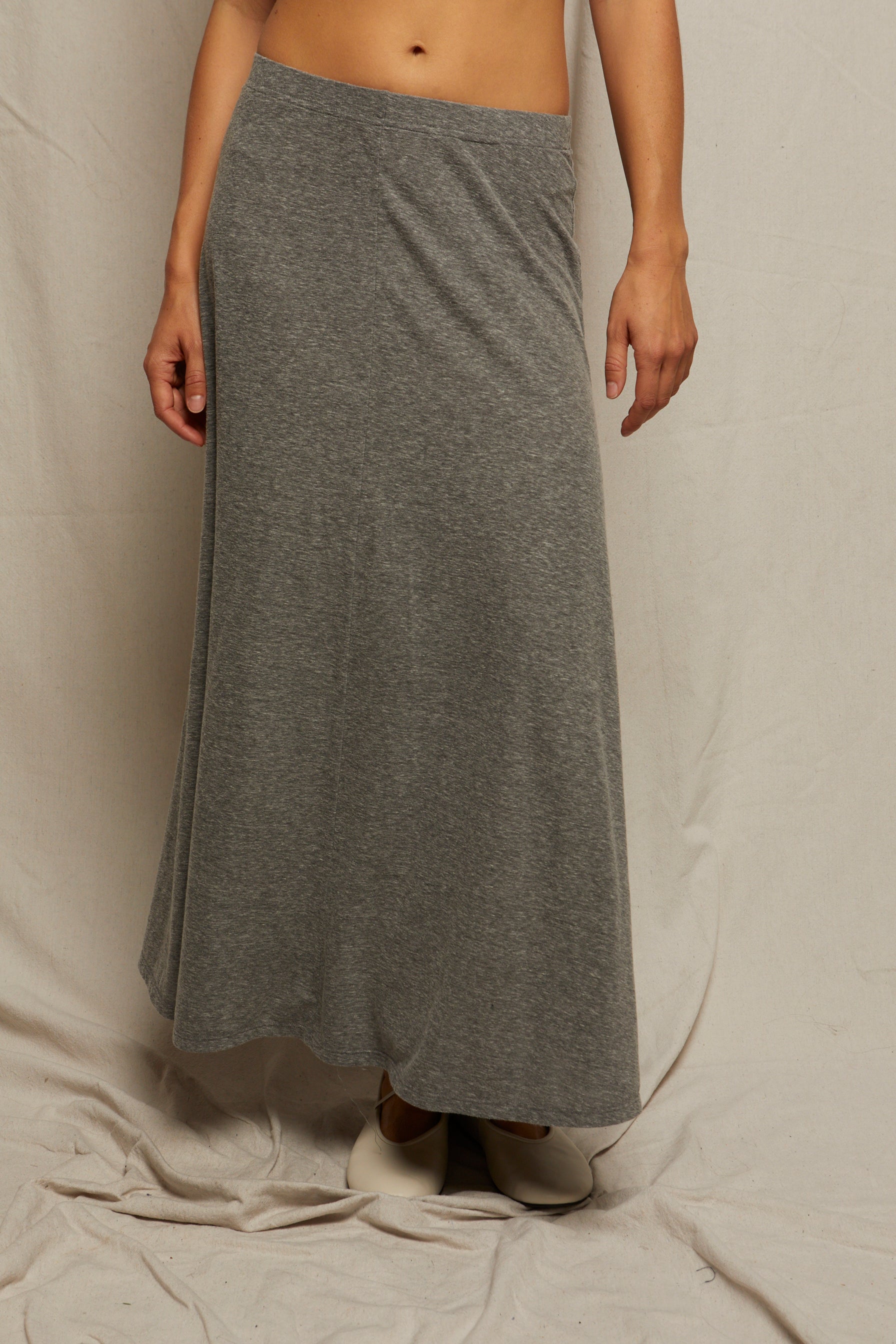 liza slub jersey circular skirt | heather grey