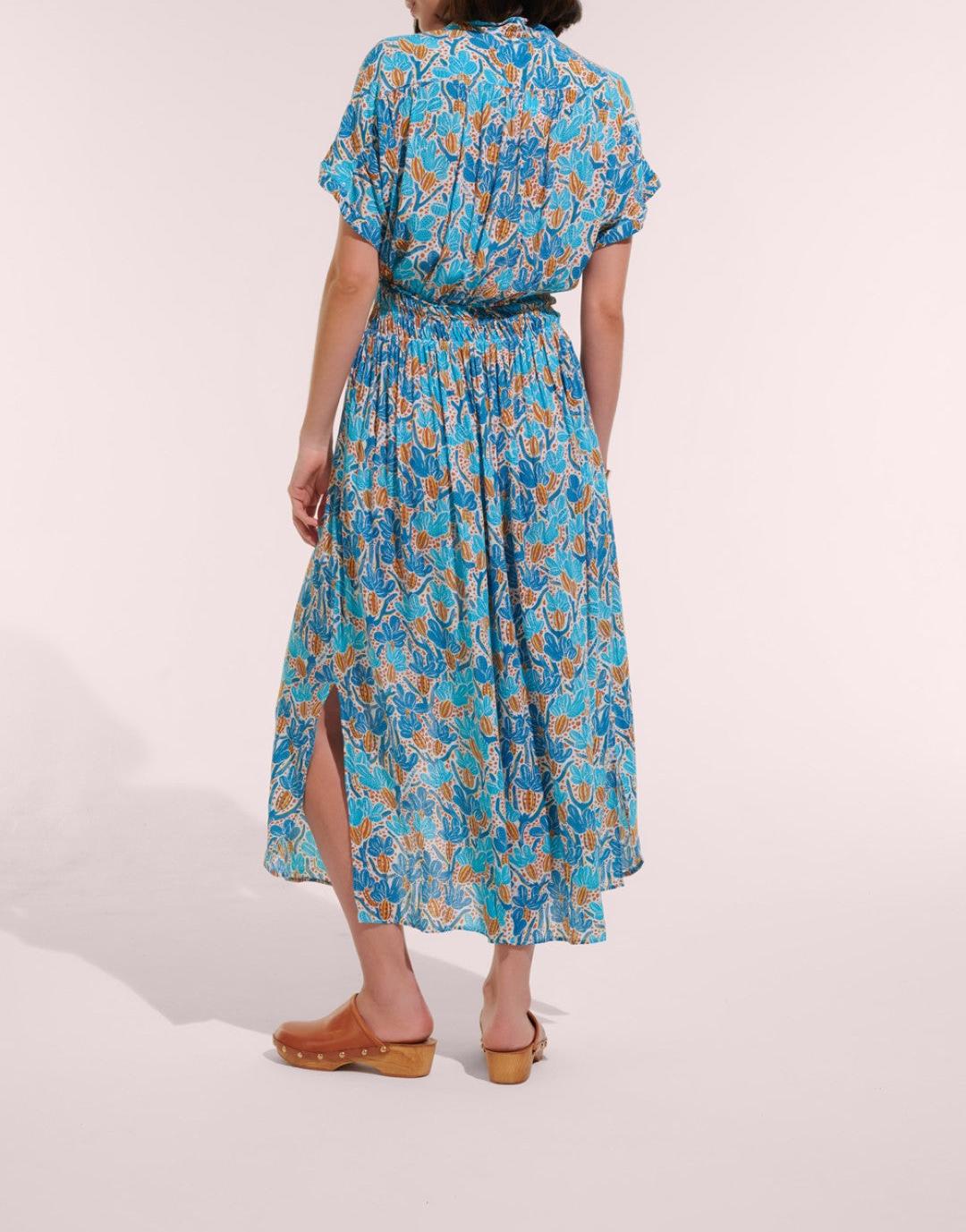 Poupette St Barth | Long Dress Becky V CK | Blue Kaktus