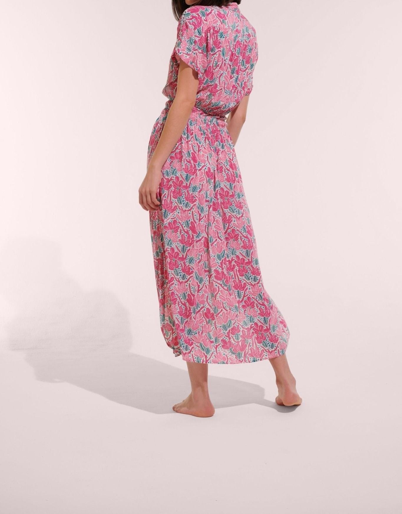 Poupette St Barth | Long Dress Becky V CK | Pink Kaktus