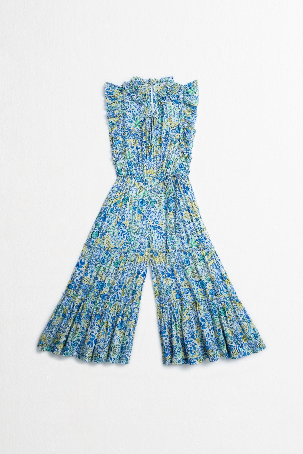 Kids Long Jumpsuit Belene - White Blue Nature - Poupette St Barth