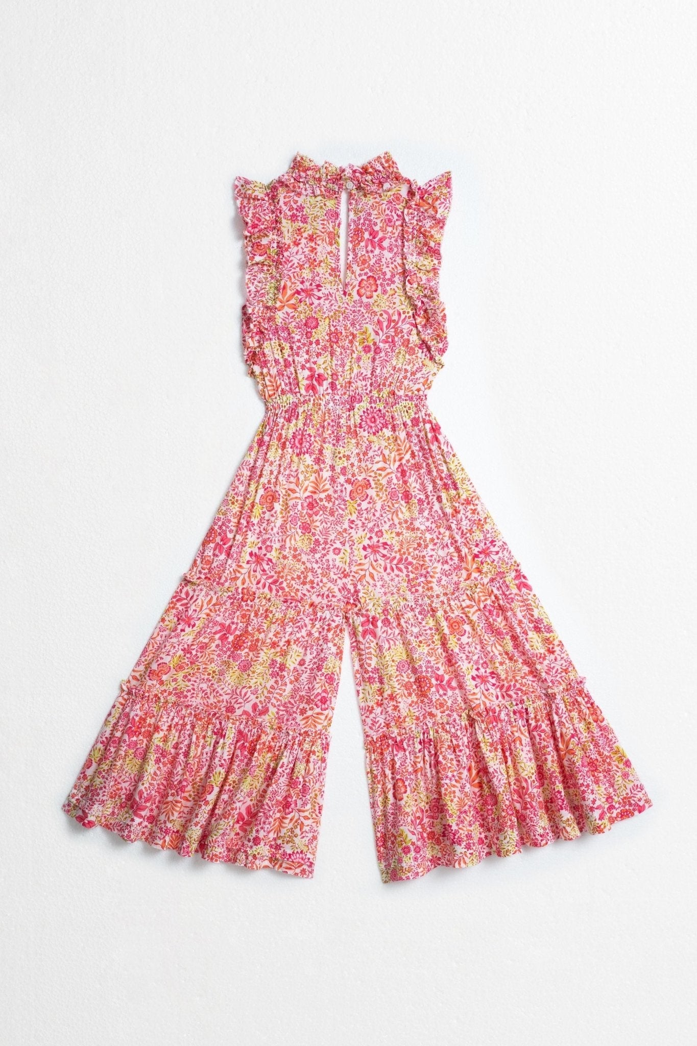 Kids Long Jumpsuit Belene - White Pink Nature - Poupette St Barth