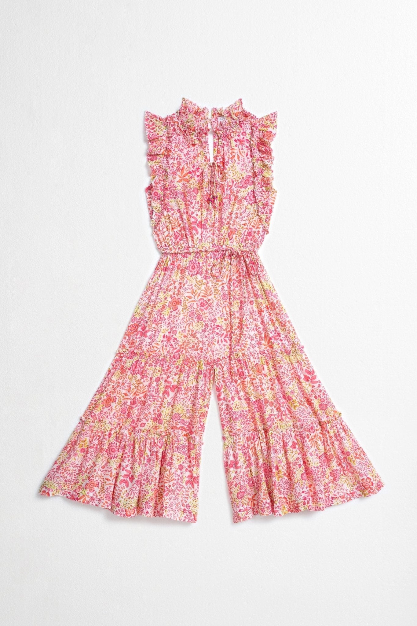 Kids Long Jumpsuit Belene - White Pink Nature - Poupette St Barth