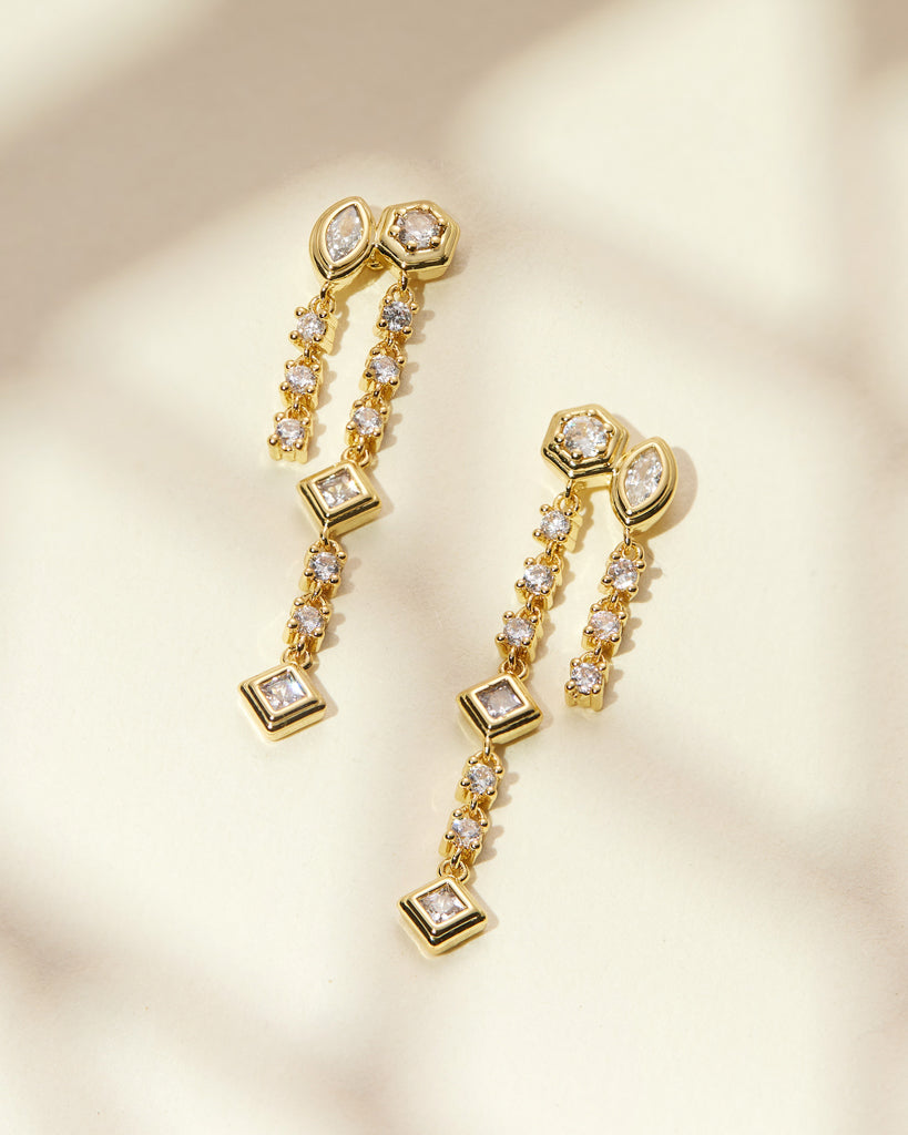 Stellar Bezel Double Studs- Gold