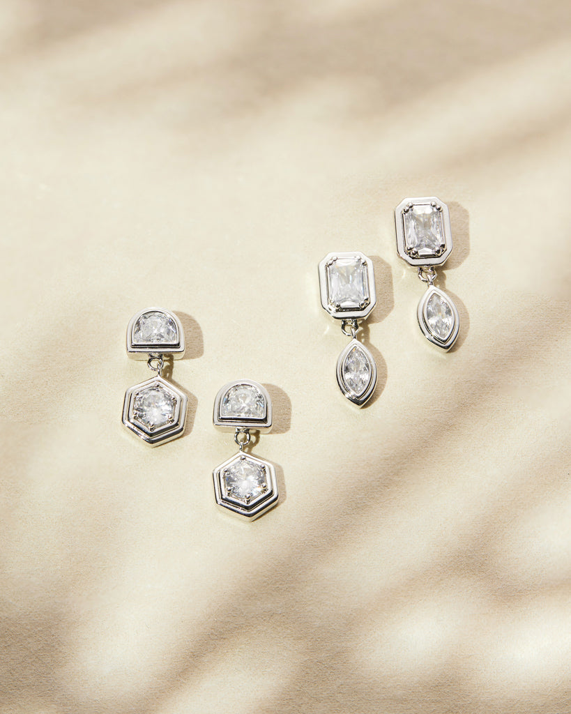 Stellar Bezel Studs Set- Silver