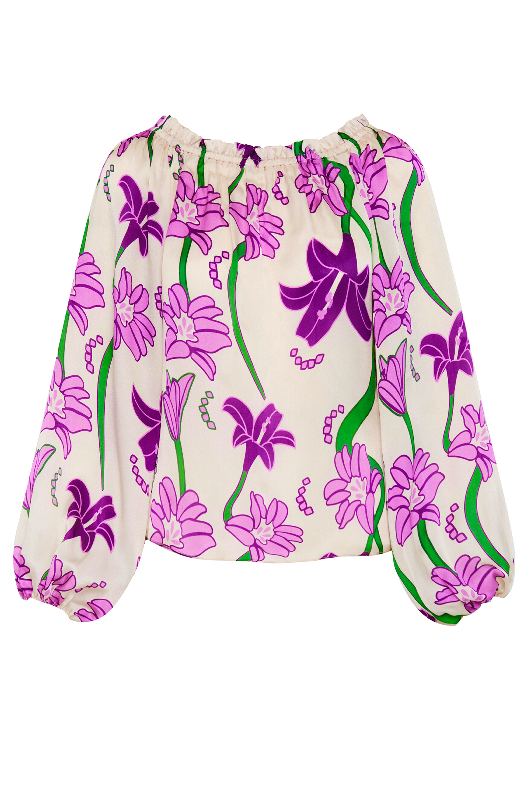 Astrid Silk Blouse / Violet Flowers