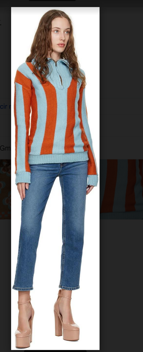 Linette Wool Sweater | Light Blue & Orange