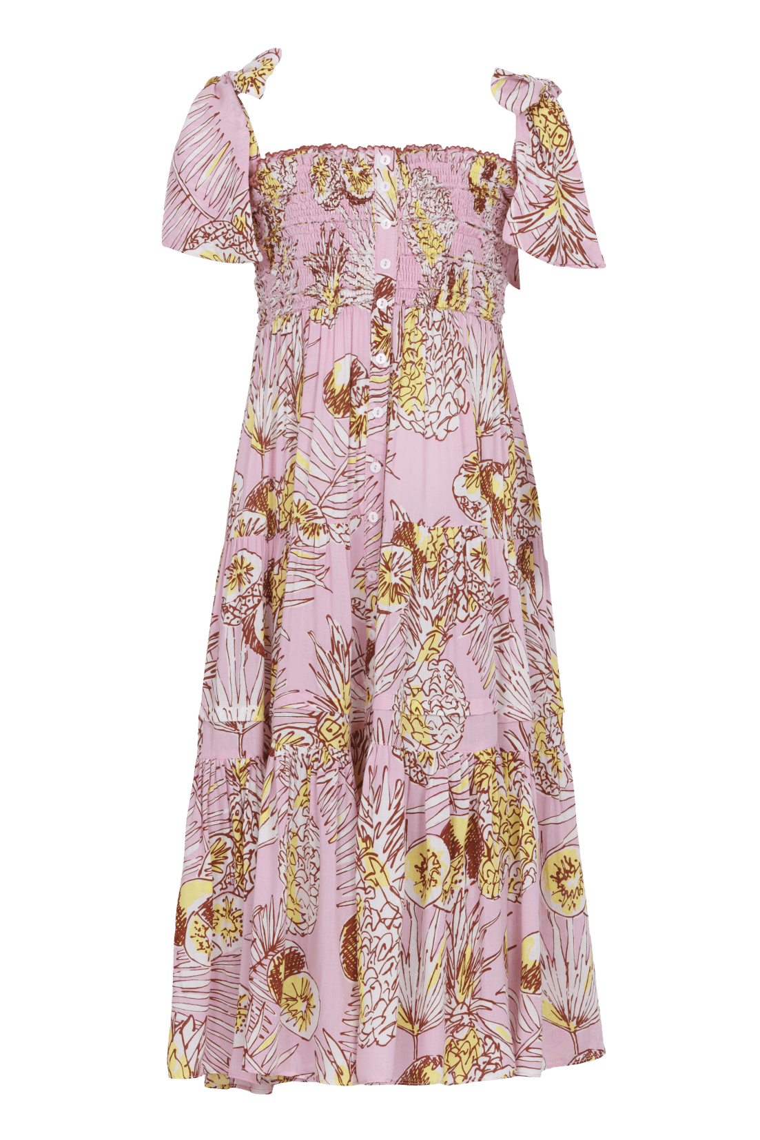 Long Dress Triny for girls - Pink Karibia - Poupette St Barth