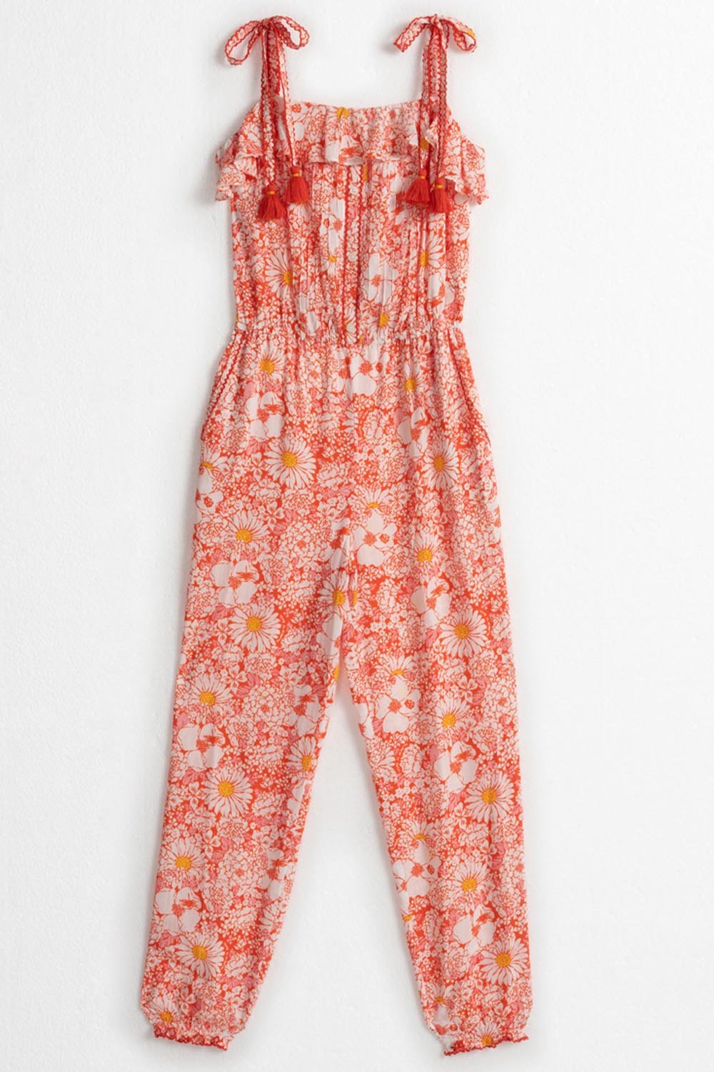 Kids Long Jumpsuit Astra - Orange Mid 70'S Garden - Poupette St Barth