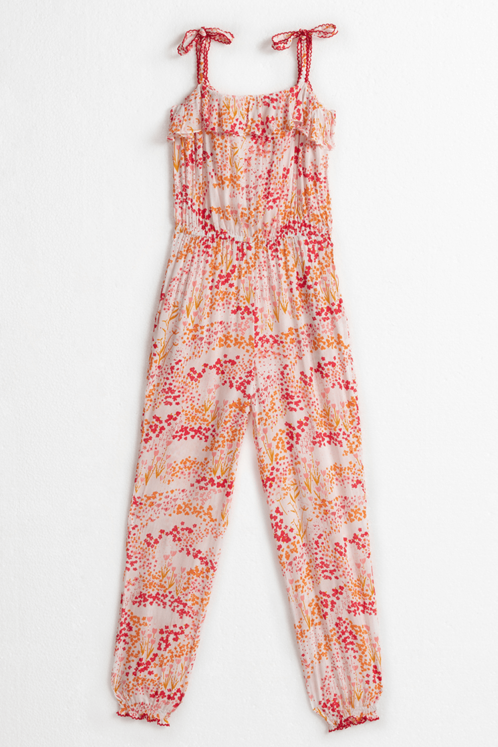 Kids Long Jumpsuit Astra - White Pink Tulipe - Poupette St Barth