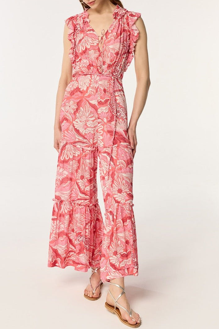 Long Jumpsuit Belene - Pink Tiger Lily - Poupette St Barth