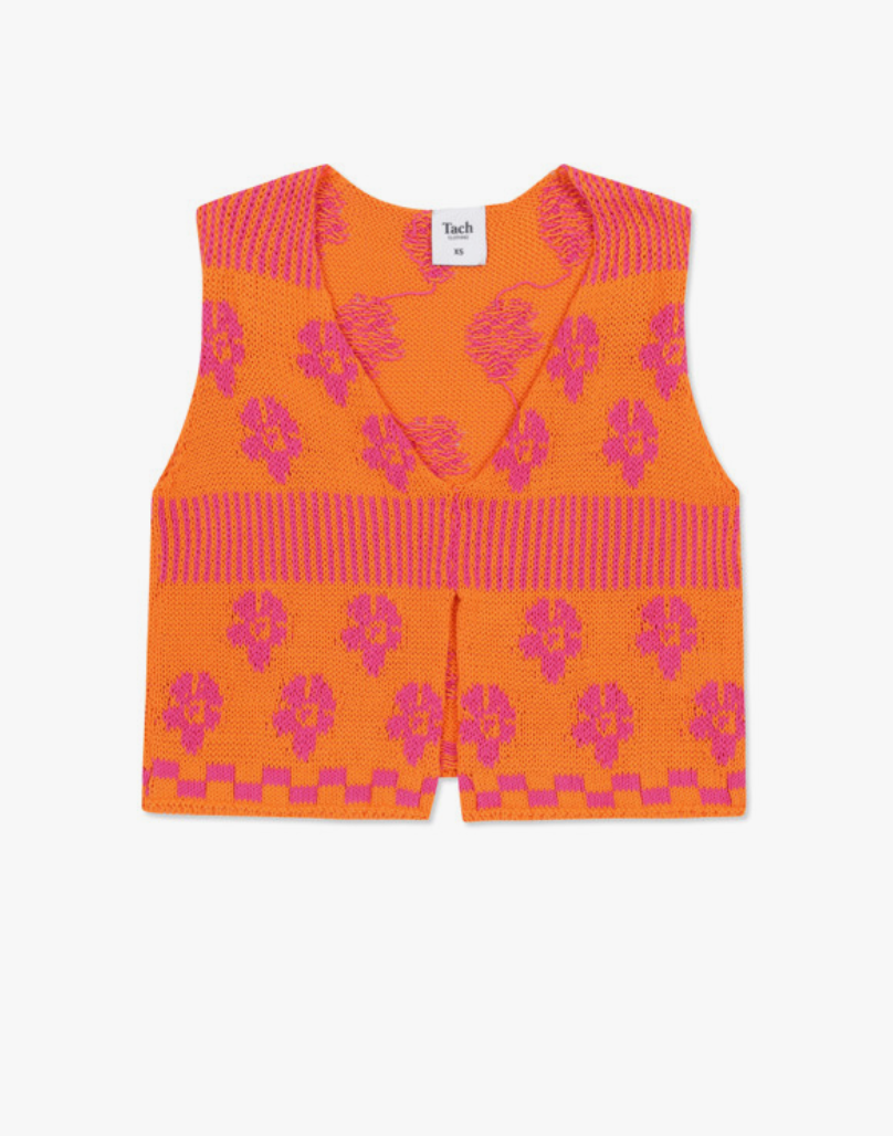 Loreza Knit Top | Magenta  &  Orange