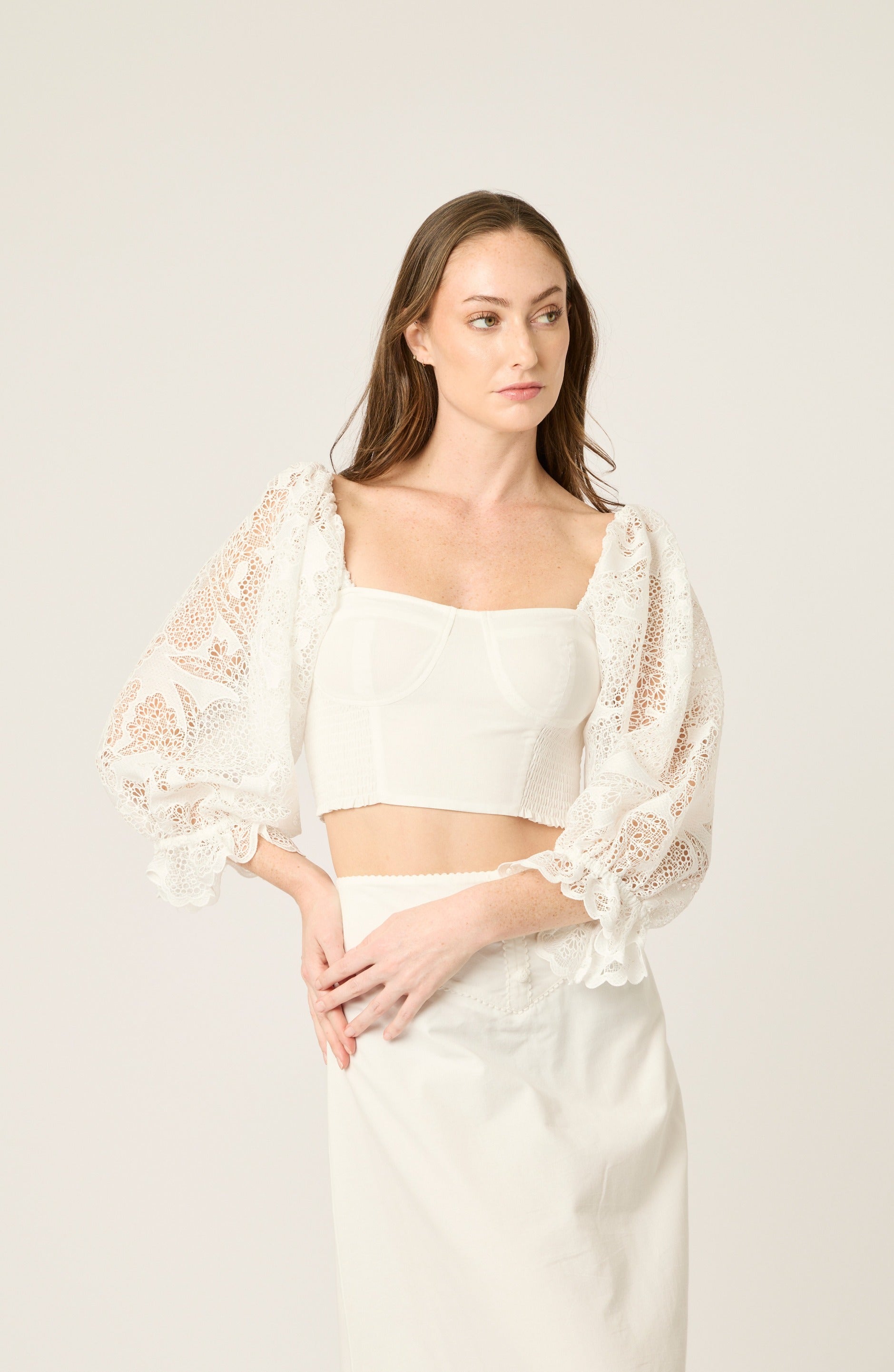 Lucia Puff Sleeve Top | White