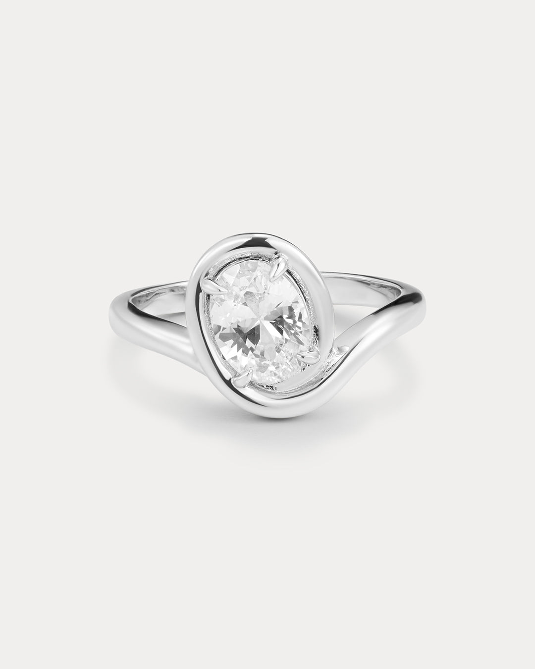 The Luv Aj Bianco Nero Statement Ring in Silver on white background
