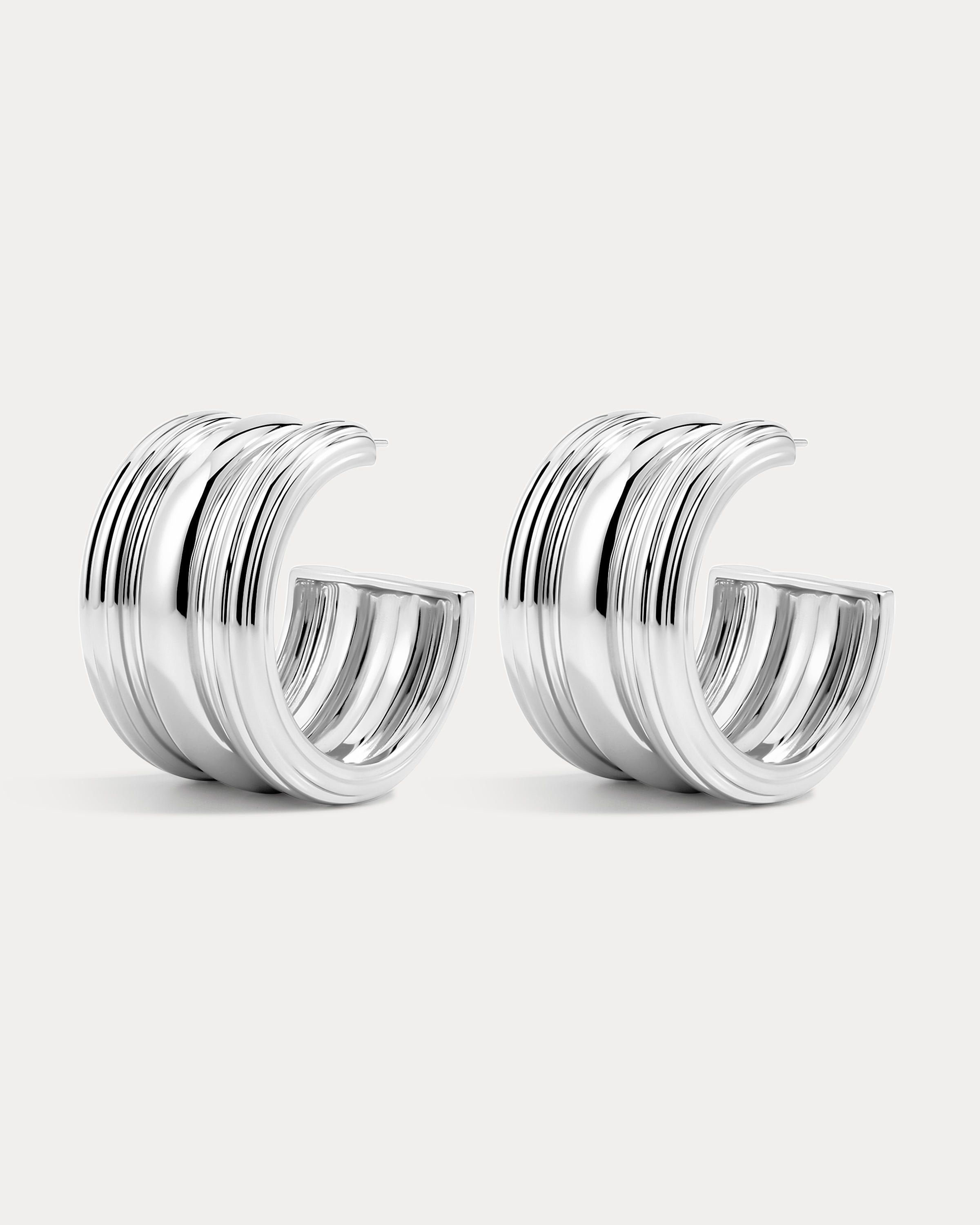 The Luv Aj Canyon Hoops in Silver on white background